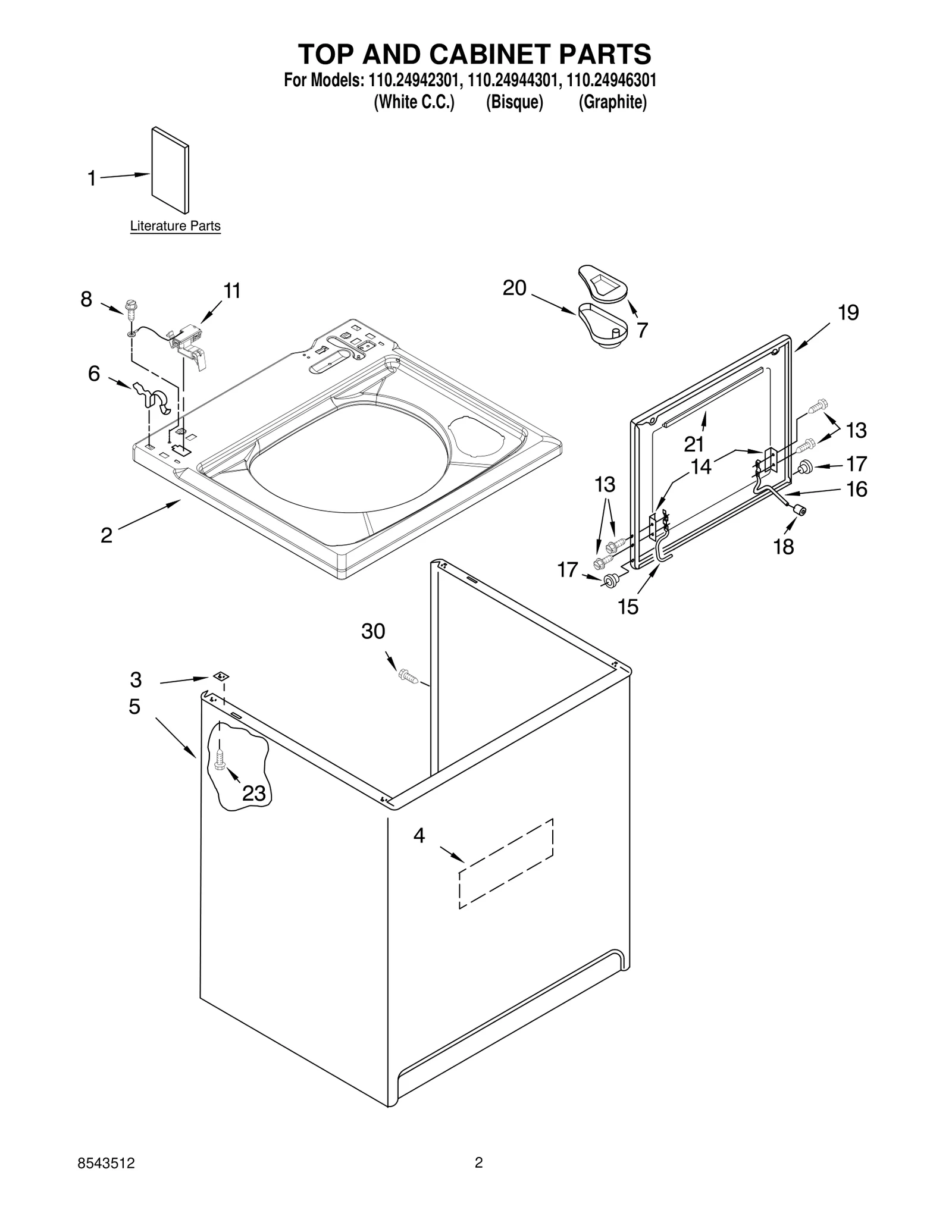 TOP AND CABINET PARTS