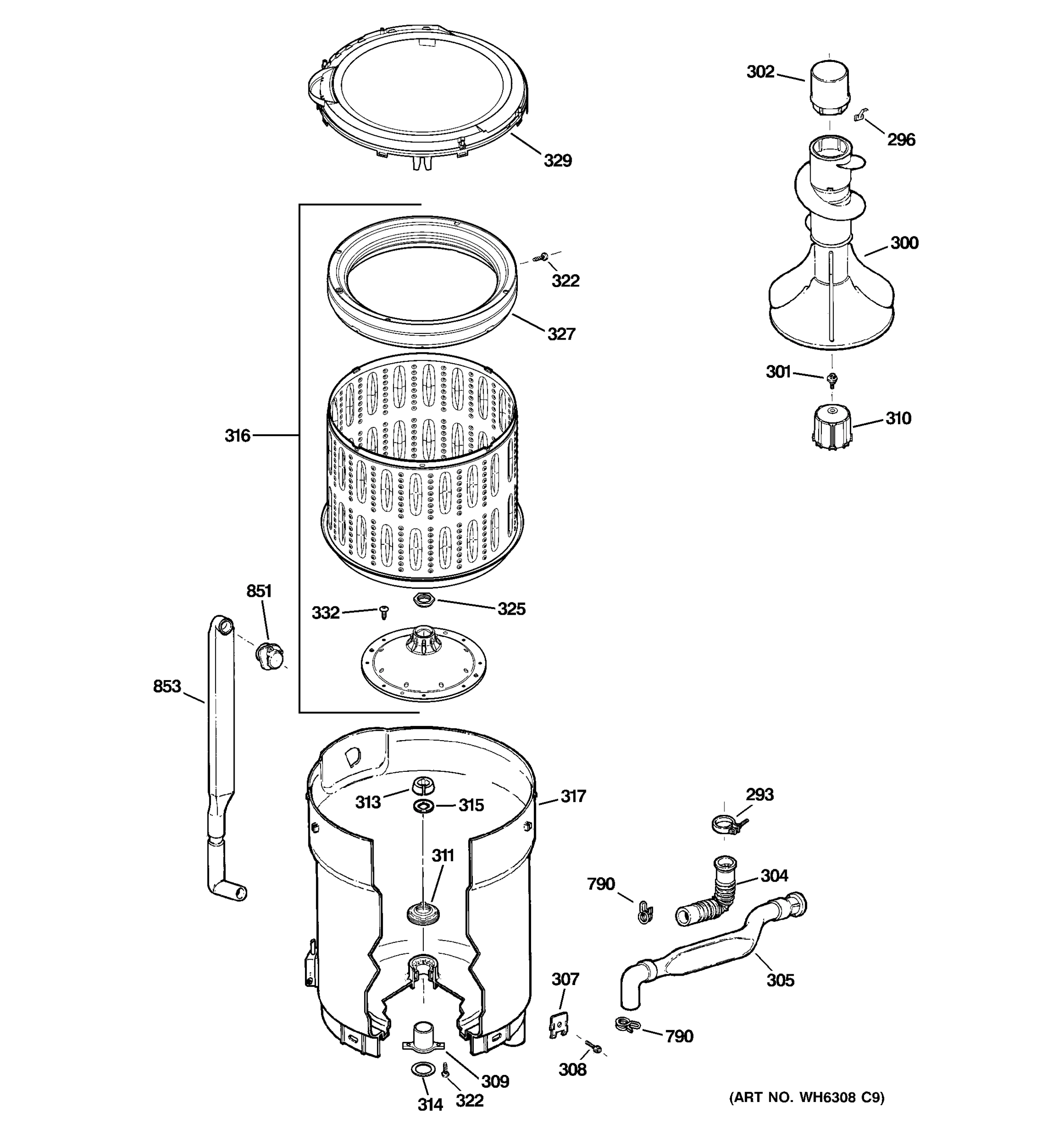 TUB, BASKET & AGITATOR