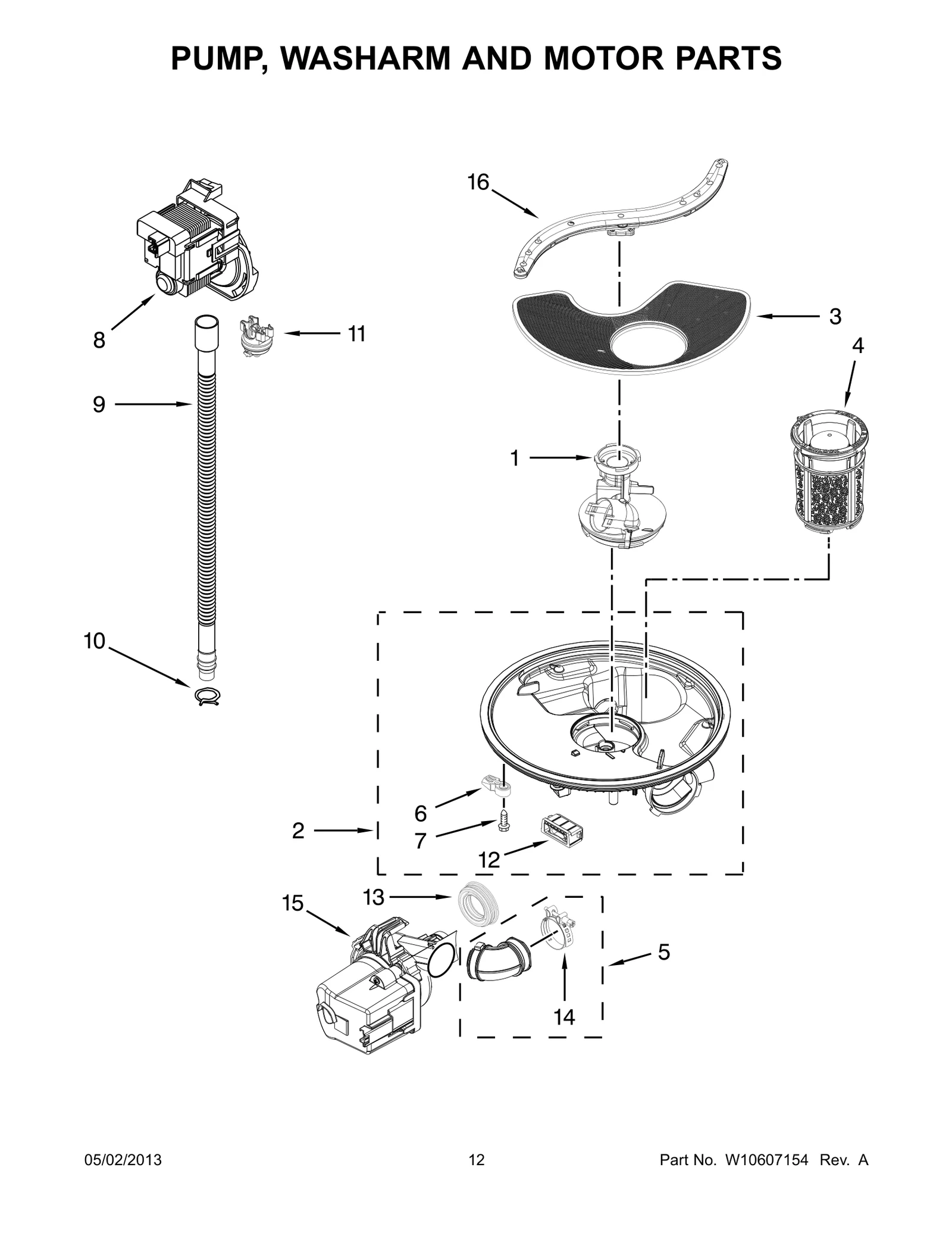 PUMP, WASHARM AND MOTOR PARTS
