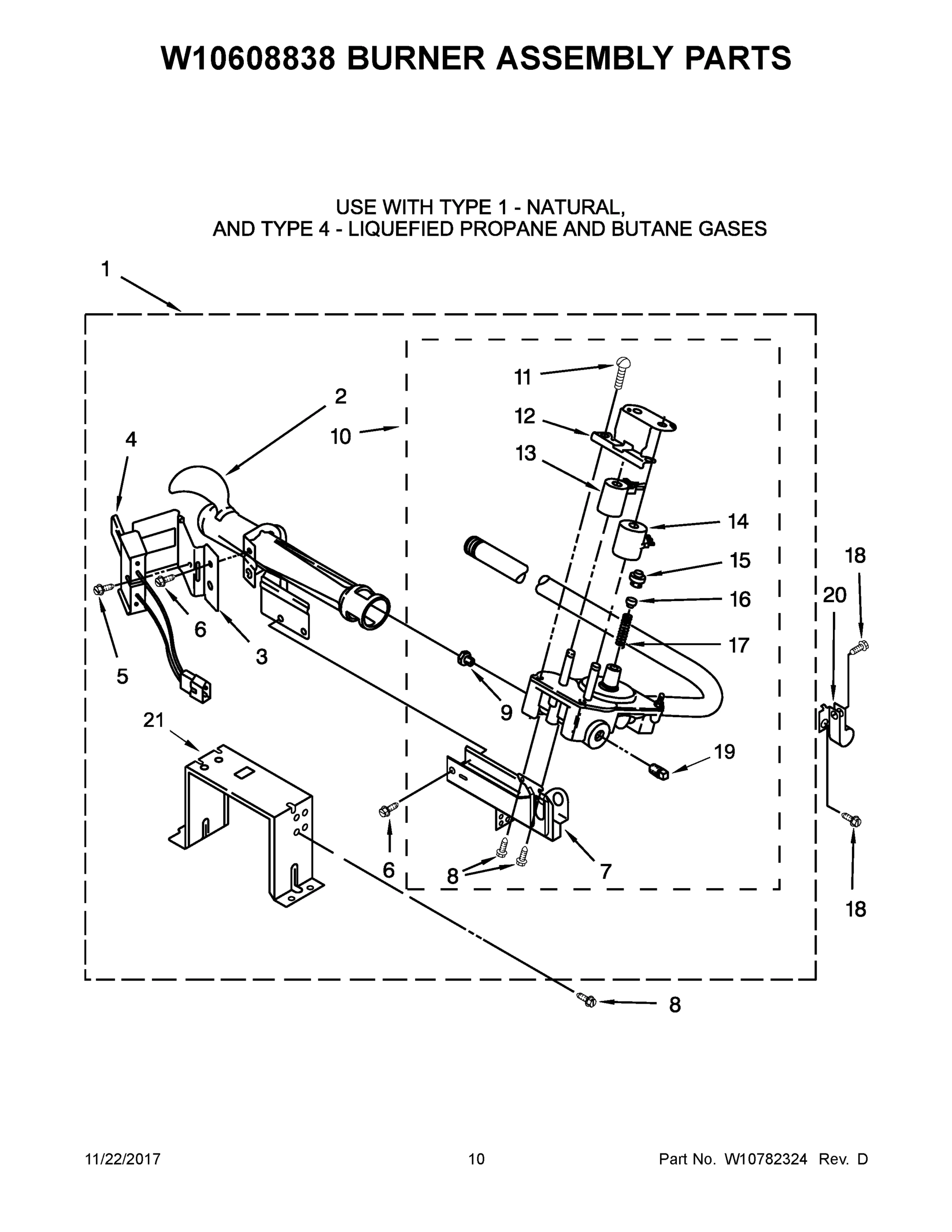 06 - W10608838 BURNER ASSEMBLY PARTS