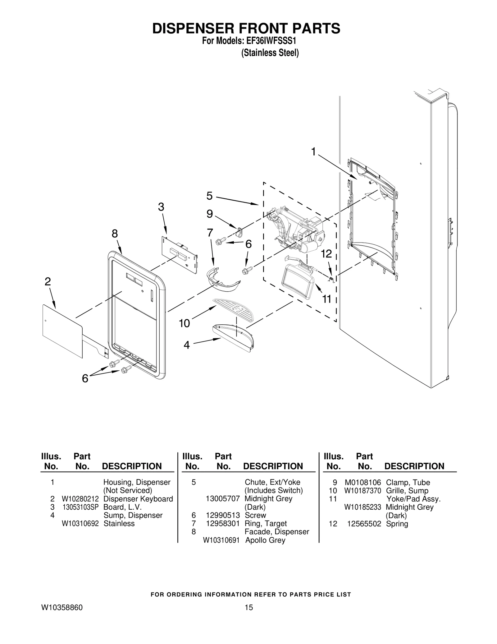 DISPENSER FRONT PARTS