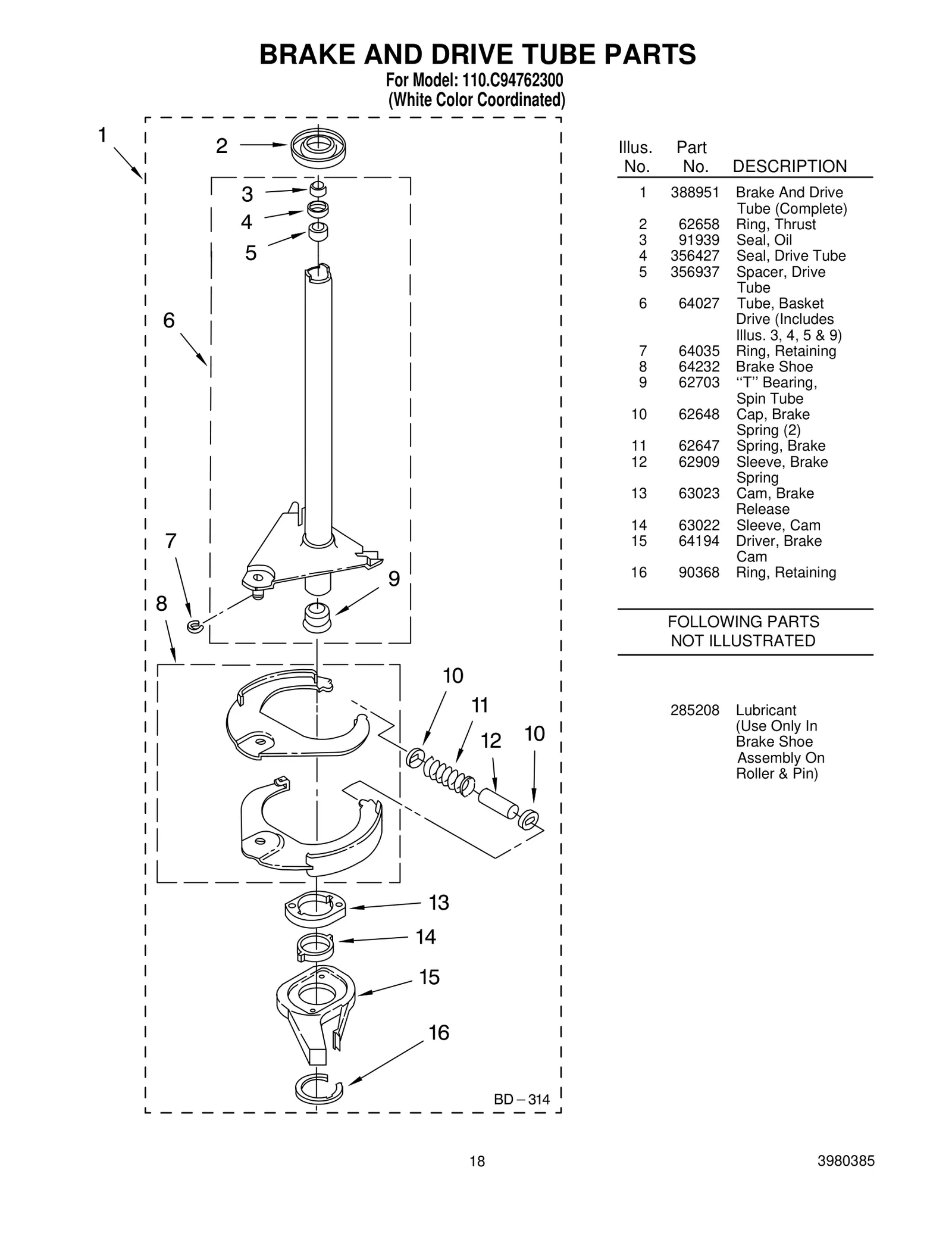 BRAKE AND DRIVE TUBE PARTS