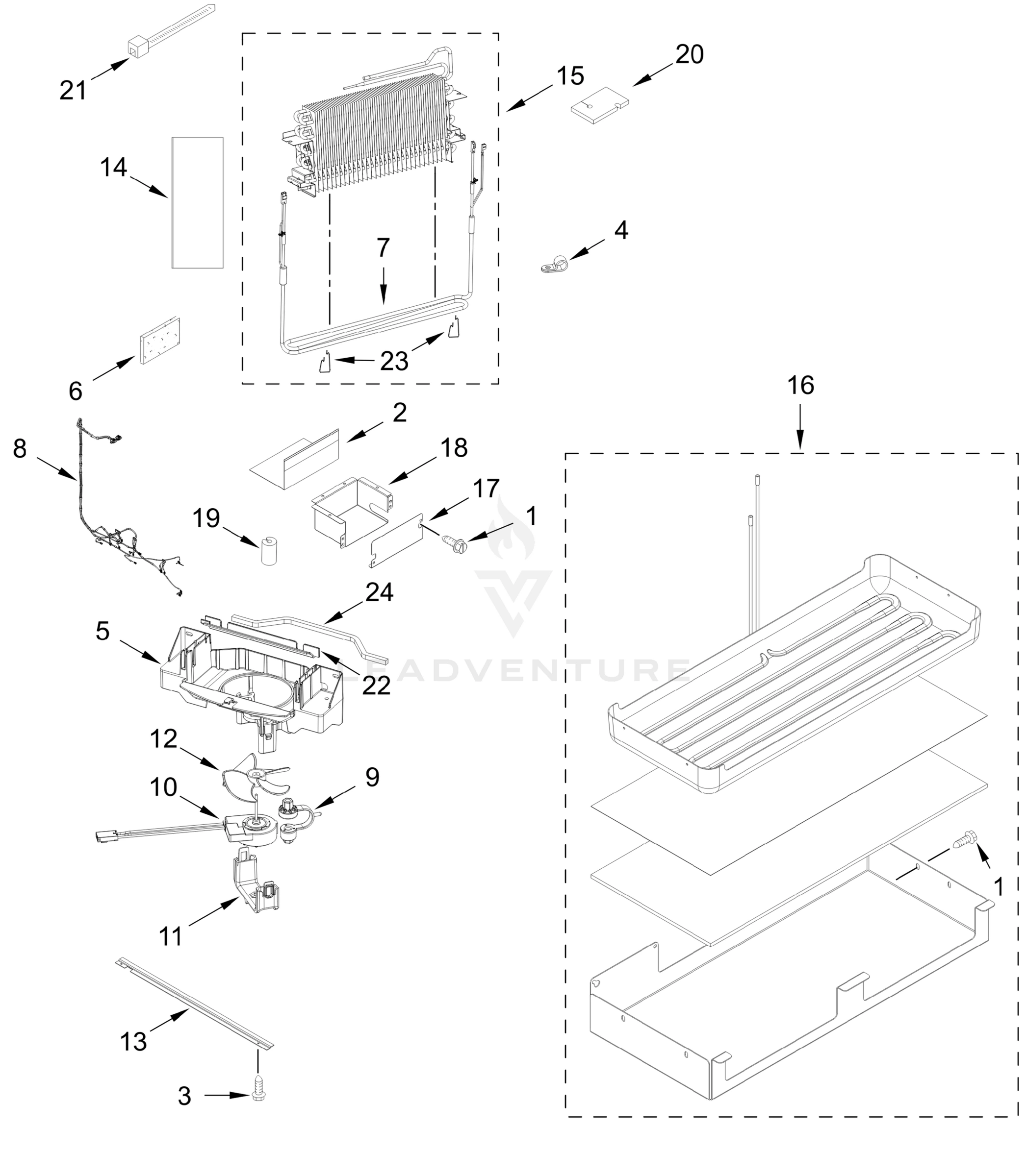 LOWER UNIT AND TUBE PARTS