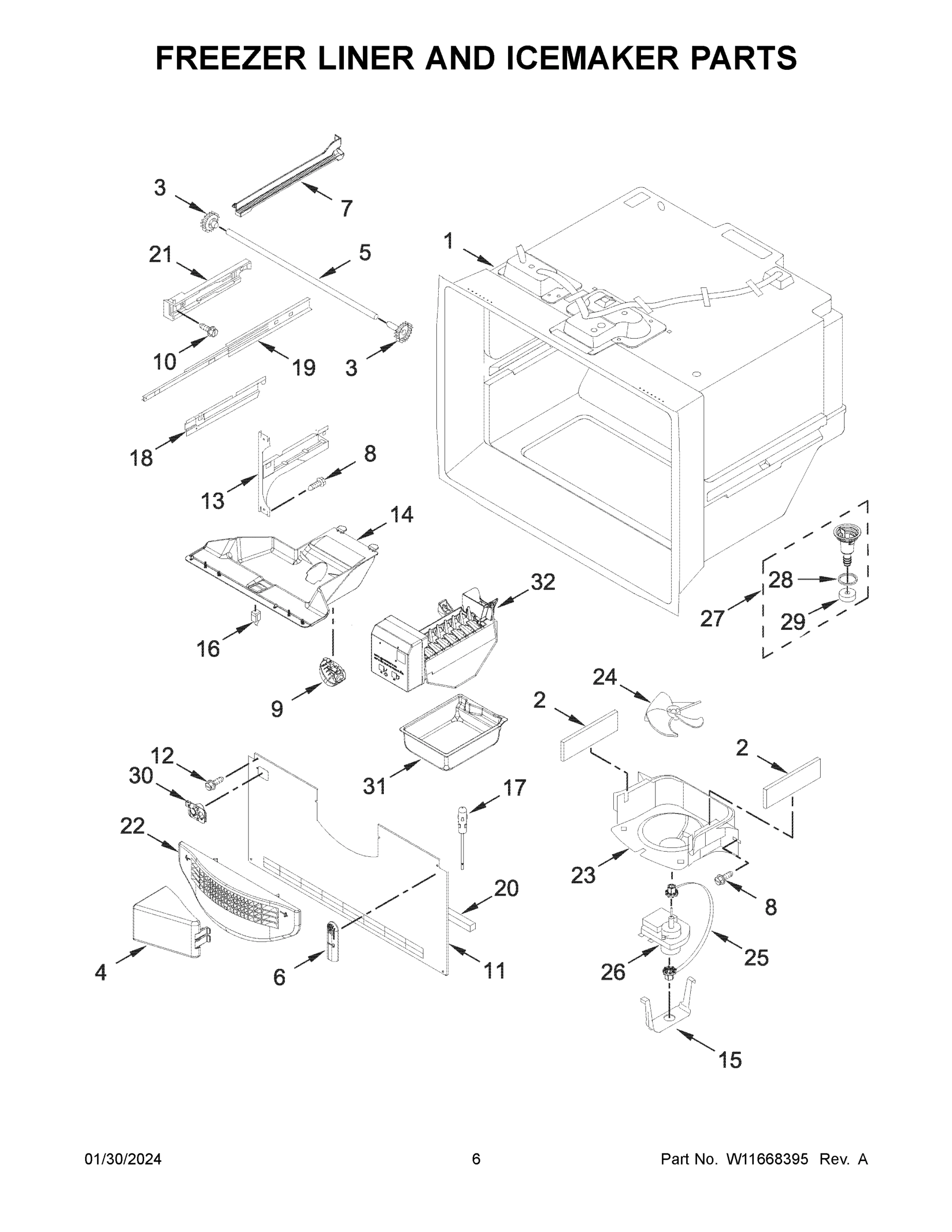 04 - FREEZER LINER AND ICEMAKER PARTS
