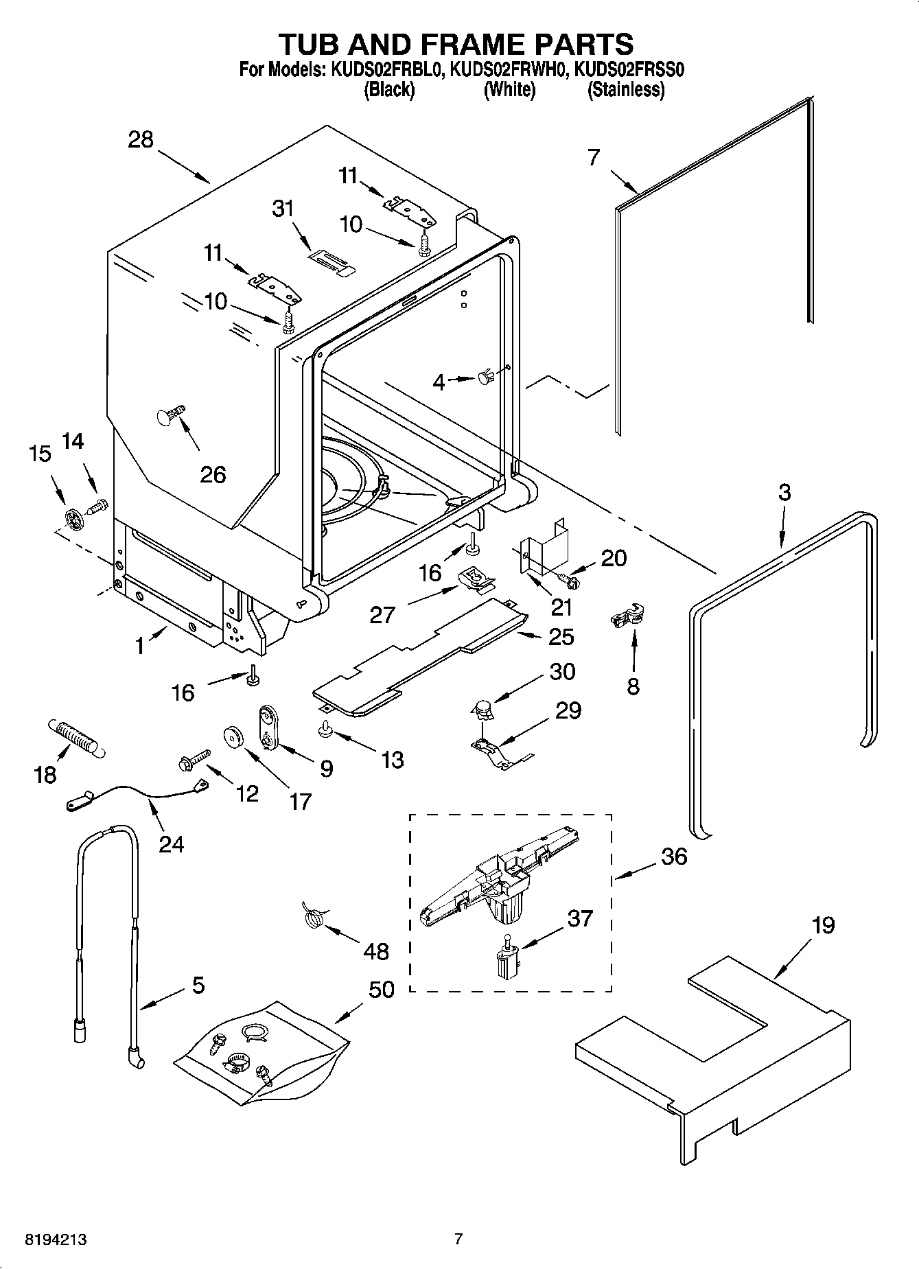07 - TUB AND FRAME PARTS