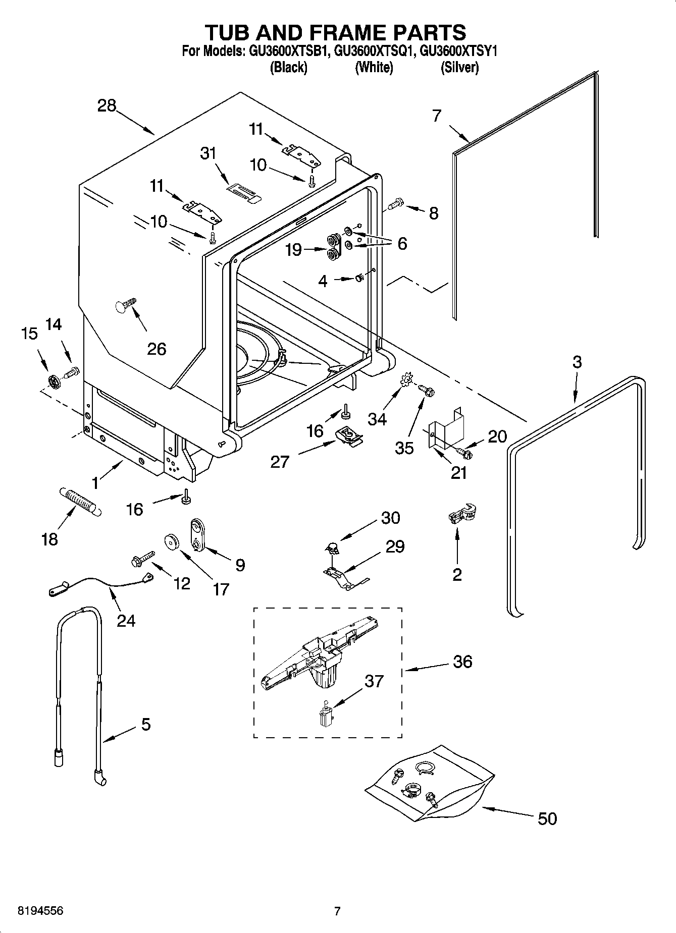 07 - TUB AND FRAME PARTS