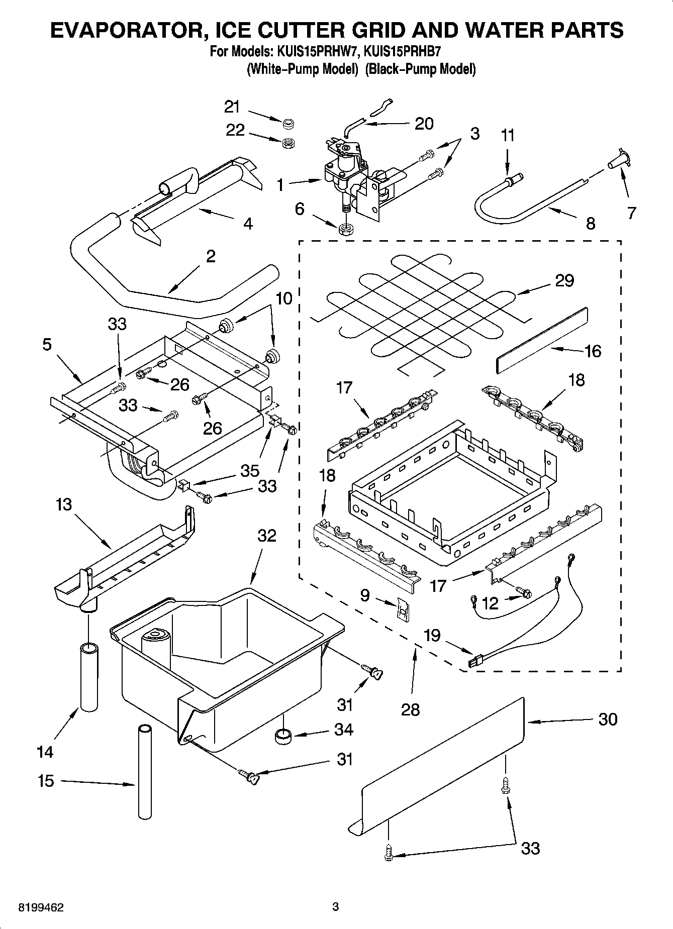 02 - EVAPORATOR ICE CUTTER GRID AND WATER PARTS