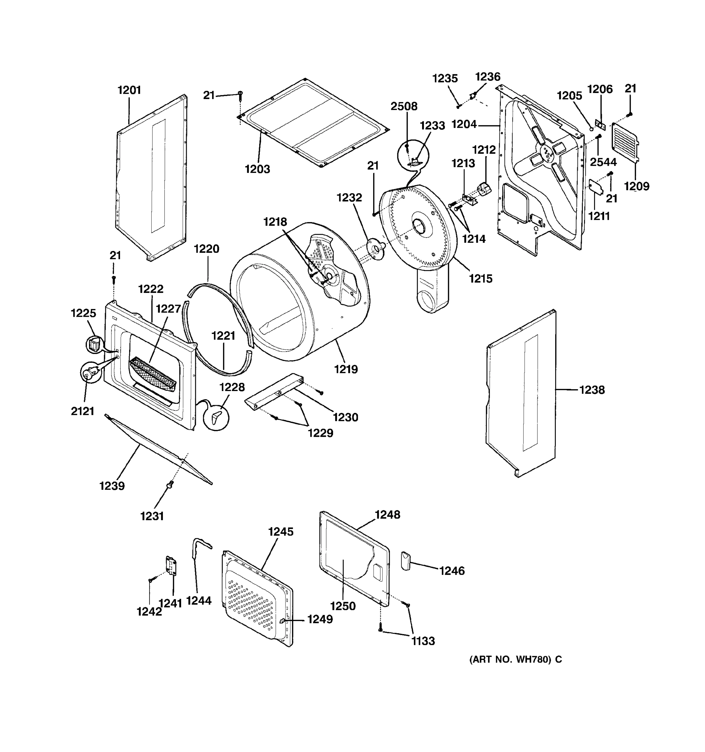 DRYER-CABINET, DRUM & HEATER