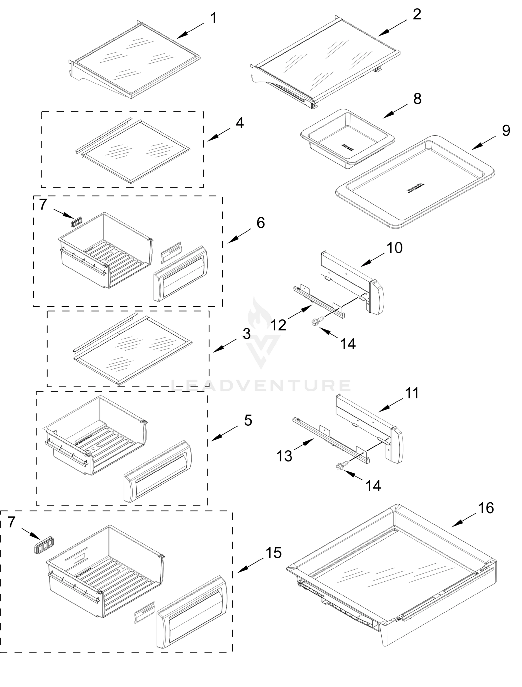 REFRIGERATOR SHELF PARTS