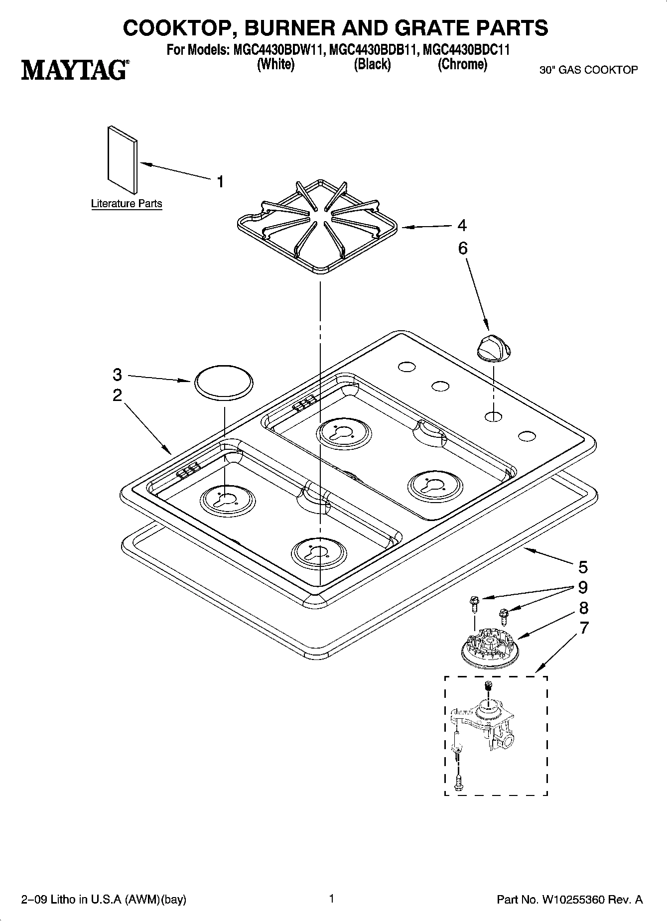 01 - COOKTOP, BURNER AND GRATE PARTS