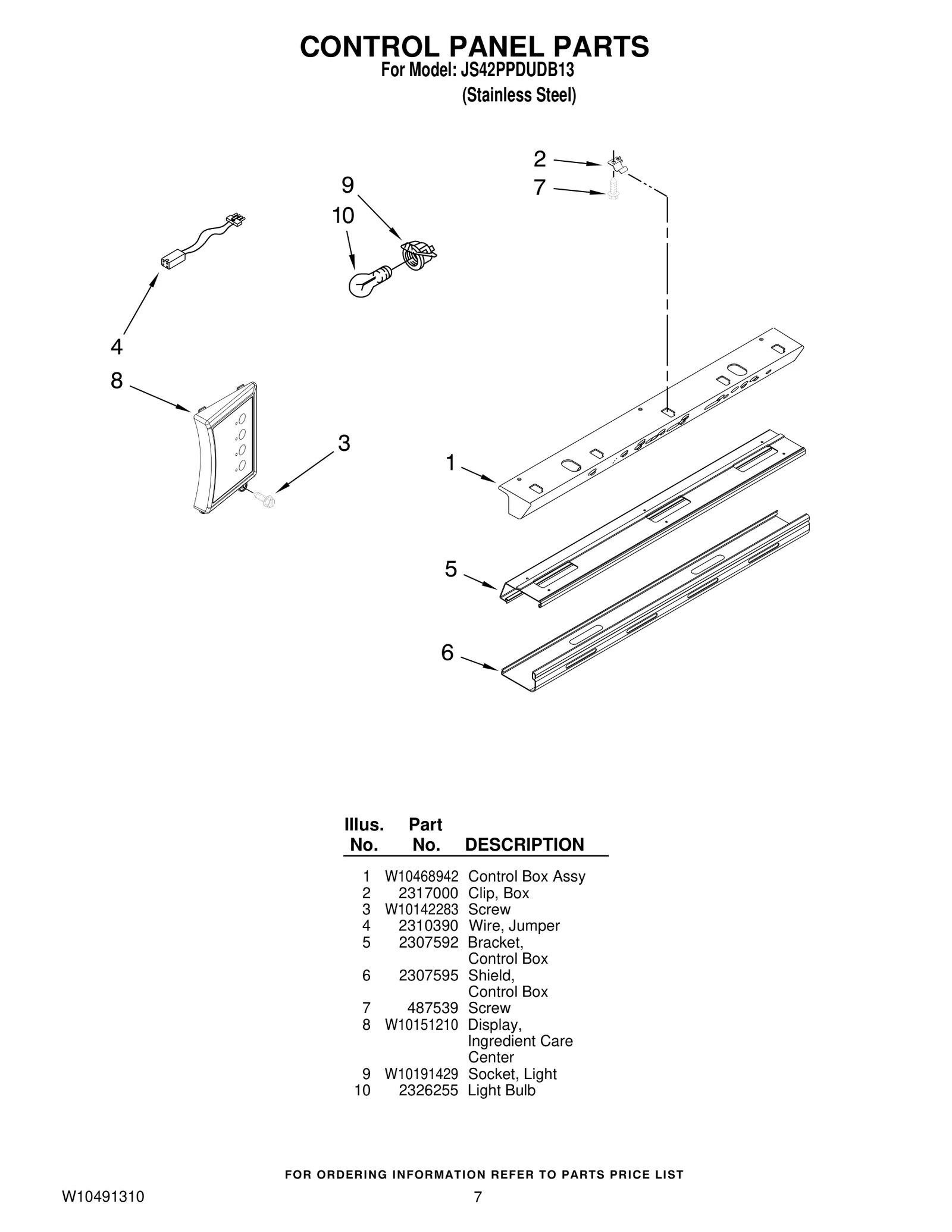 CONTROL PANEL PARTS