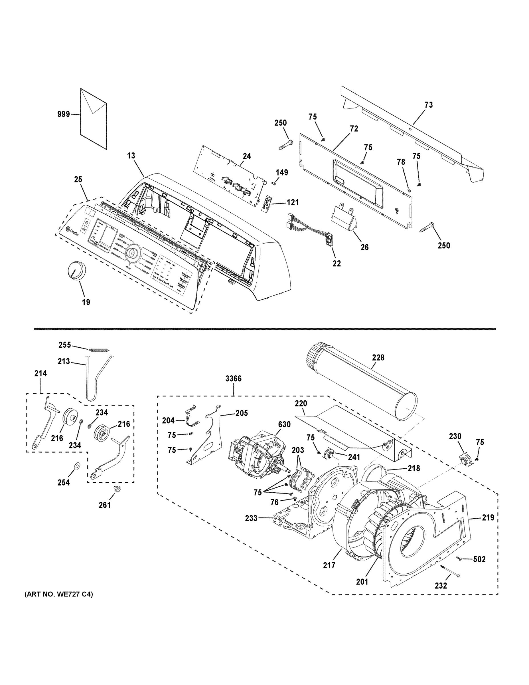BACKSPLASH, BLOWER & MOTOR ASSEMBLY