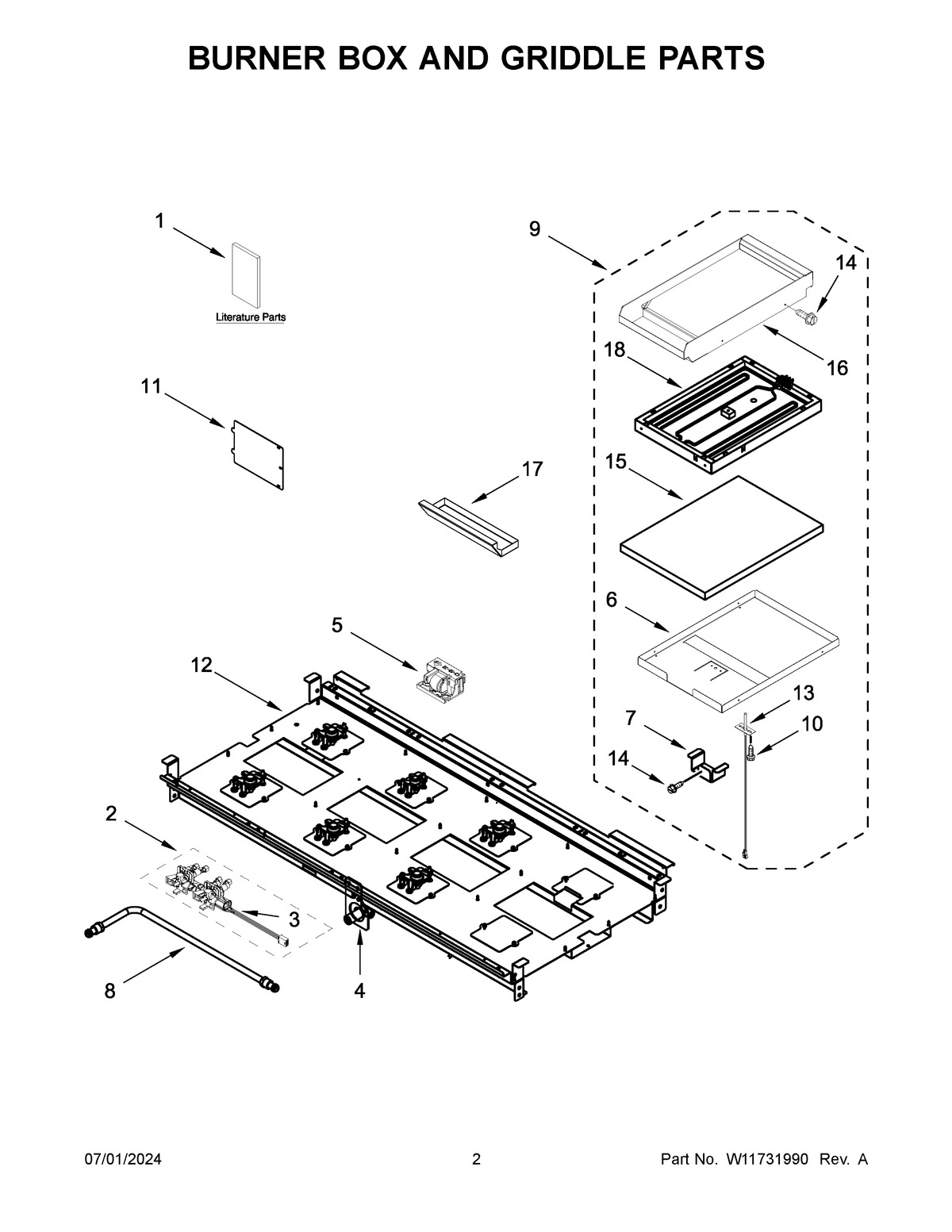 02 - BURNER BOX AND GRIDDLE PARTS