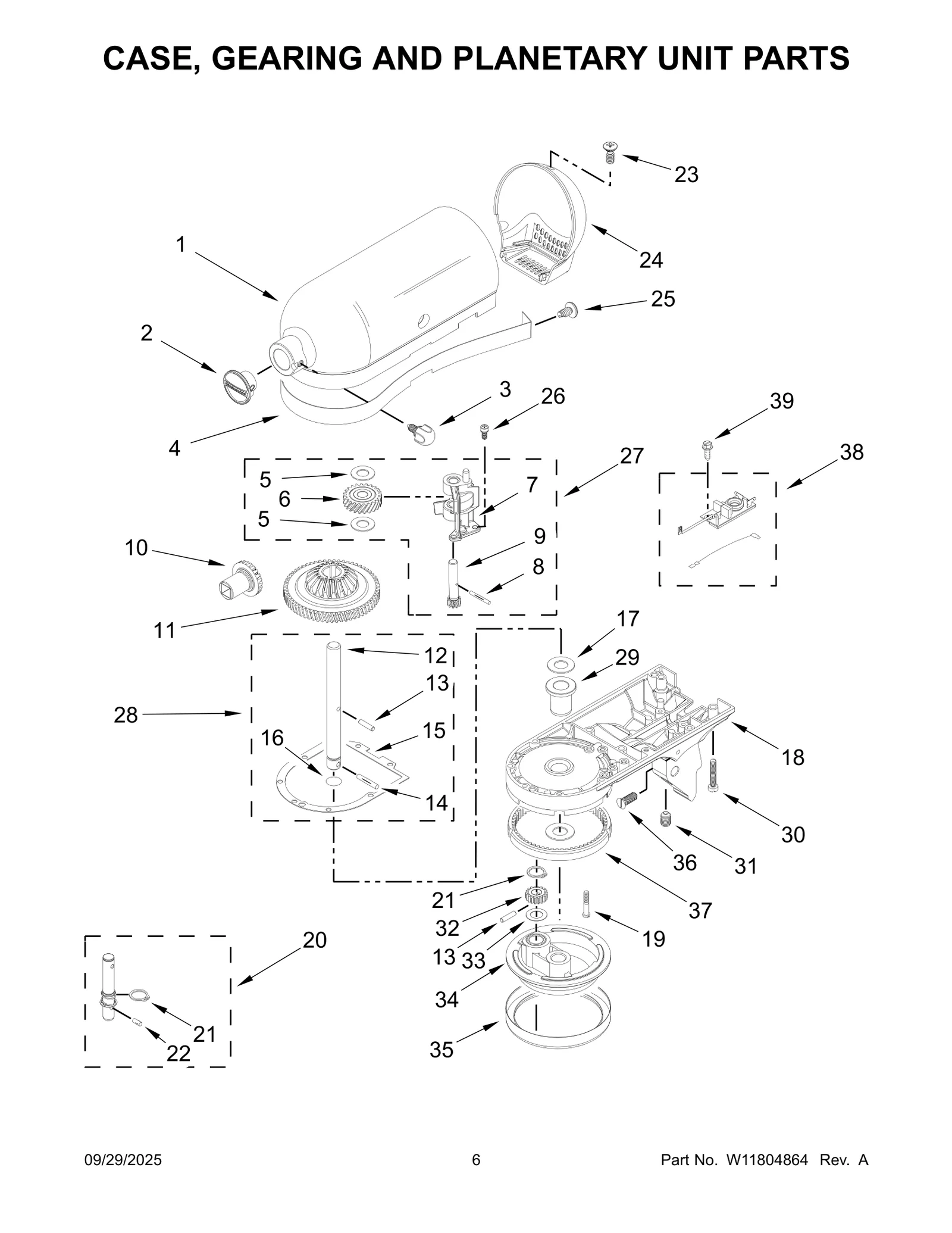 CASE, GEARING AND PLANETARY UNIT PARTS