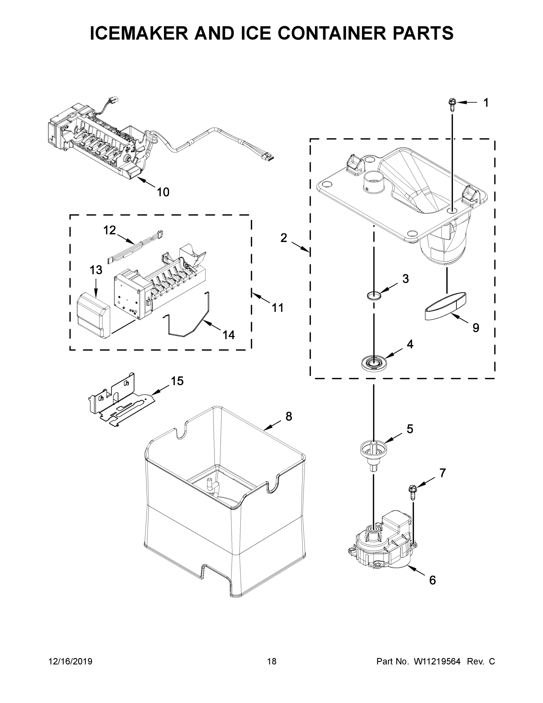 10 - ICEMAKER AND ICE CONTAINER PARTS