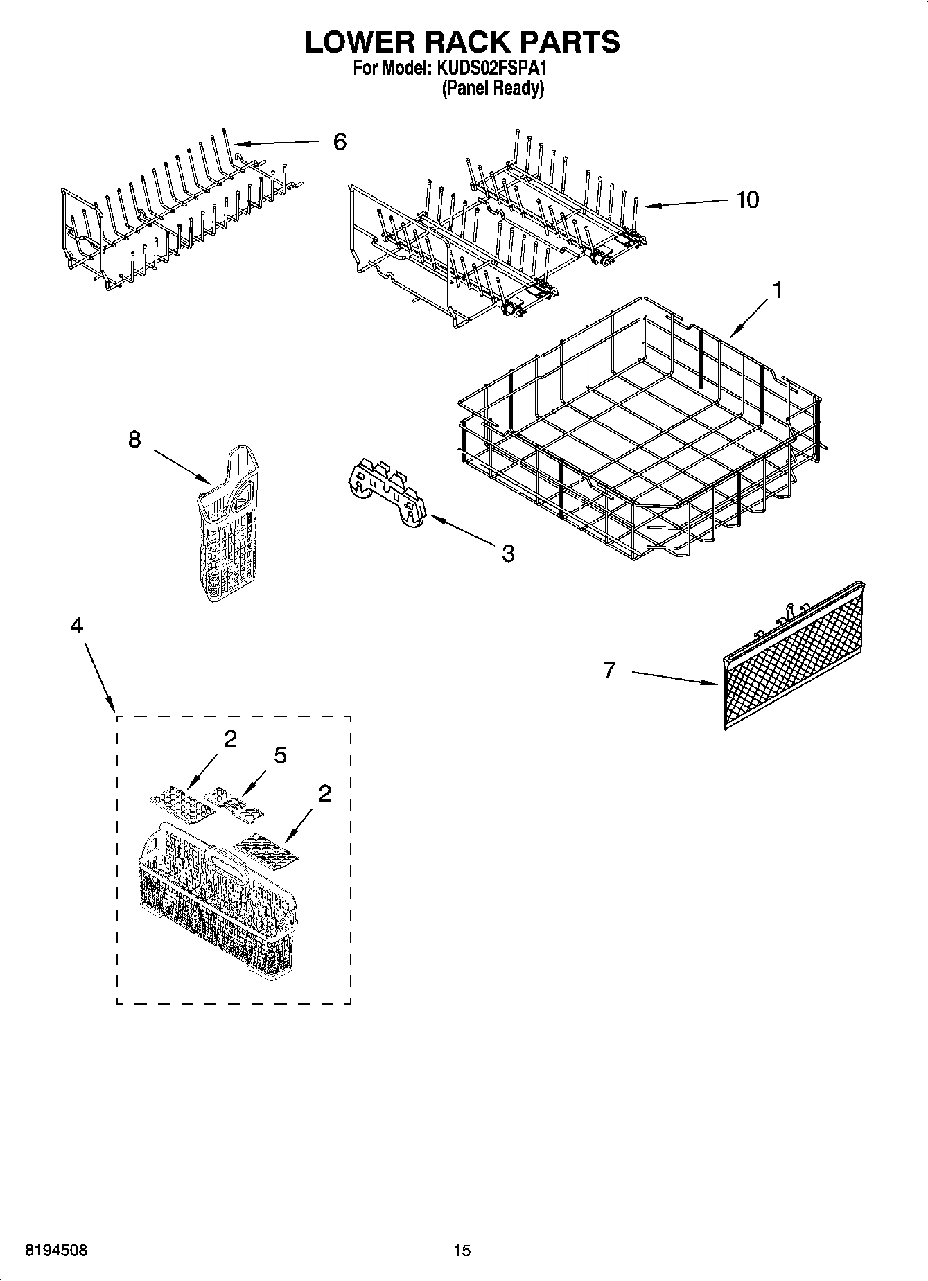 12 - LOWER RACK PARTS, OPTIONAL PARTS (NOT INCLUDED)