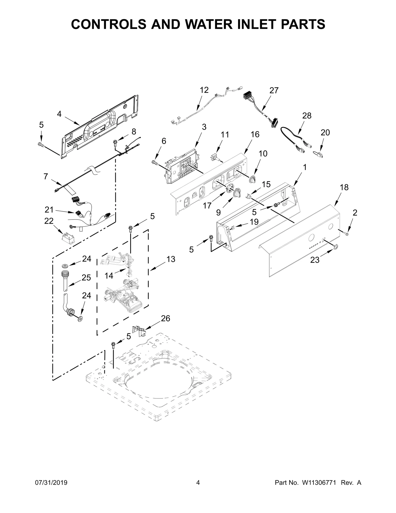 CONTROLS AND WATER INLET PARTS
