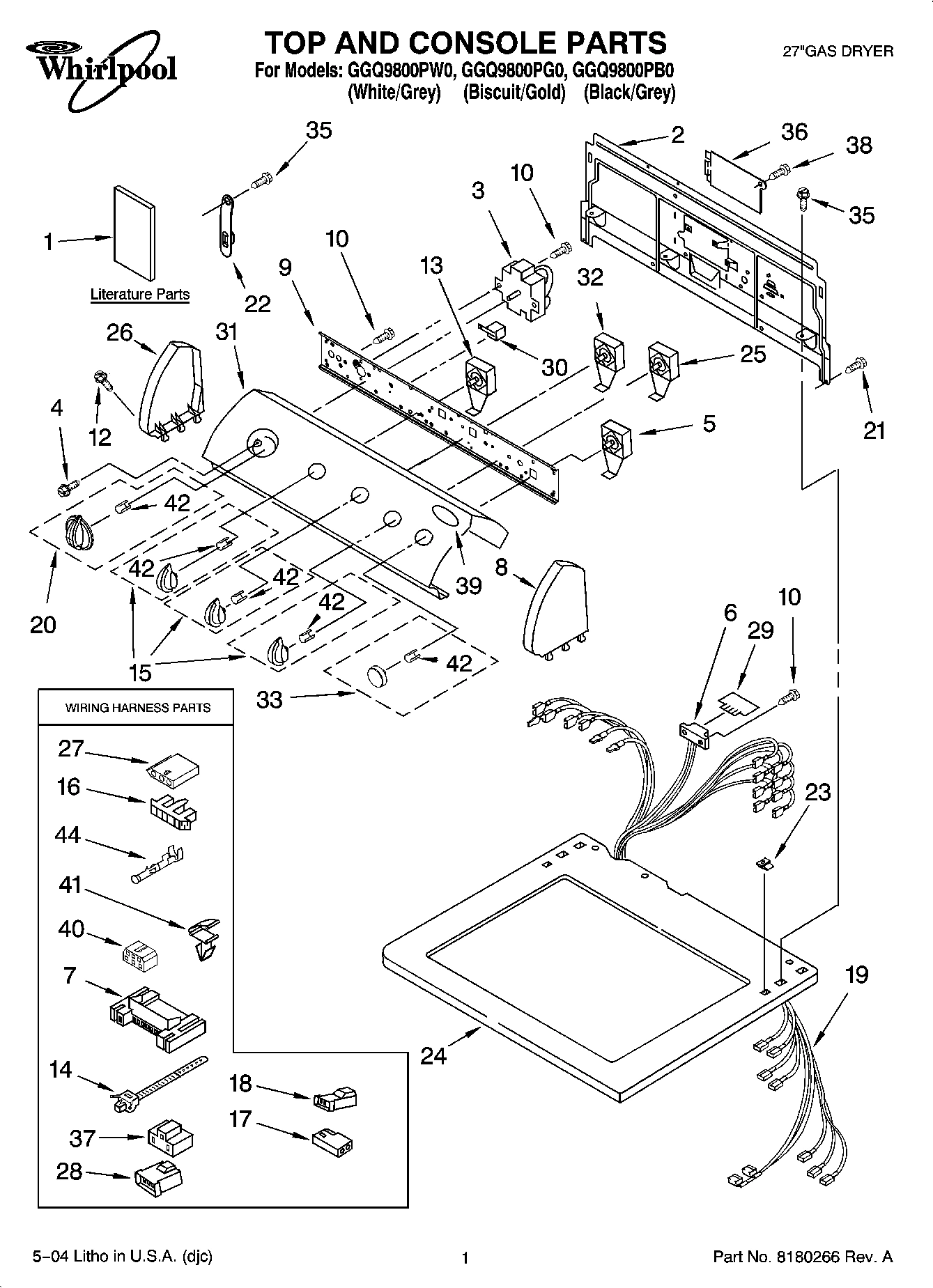 01 - TOP AND CONSOLE PARTS