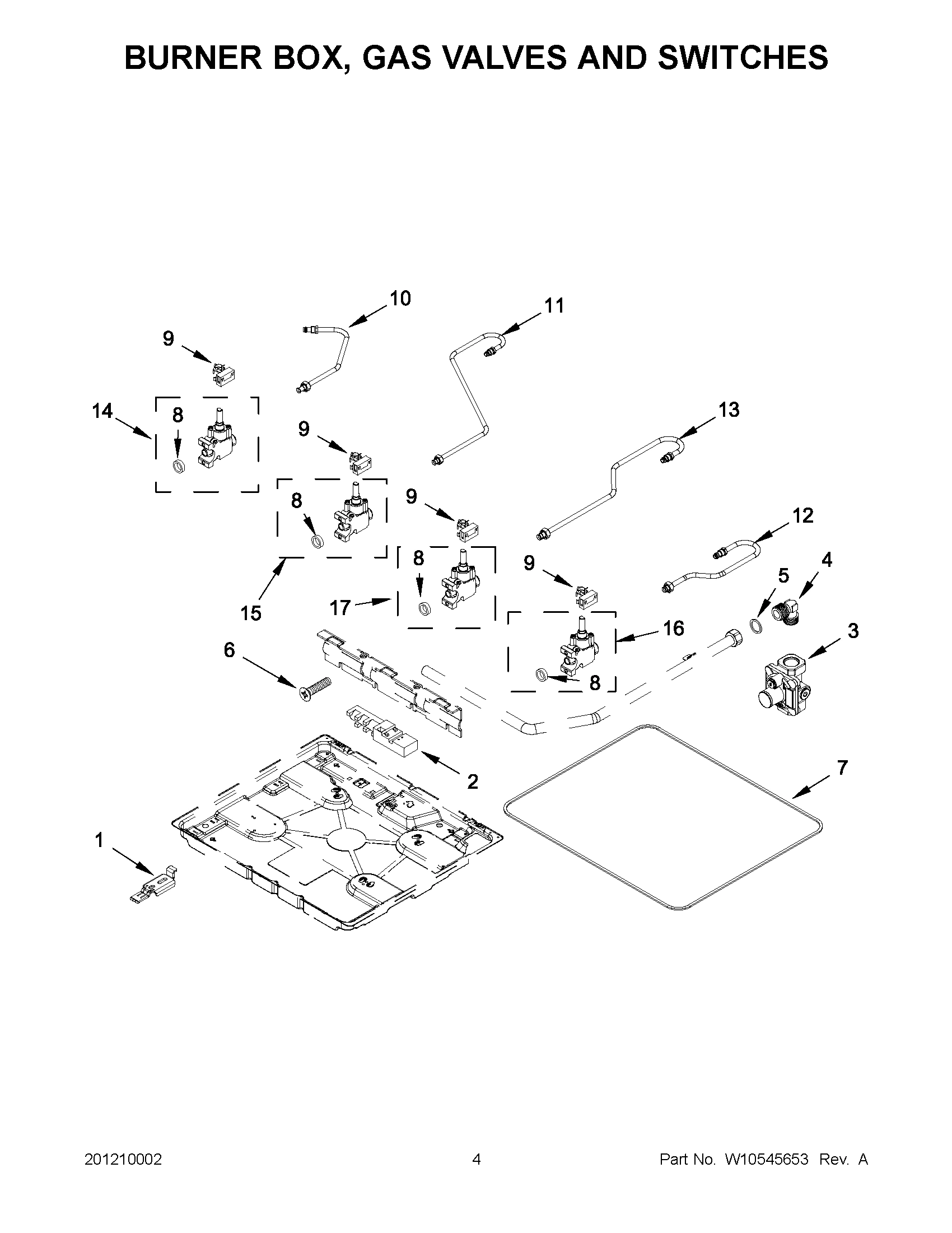 02 - BURNER BOX, GAS VALVES AND SWITCHES