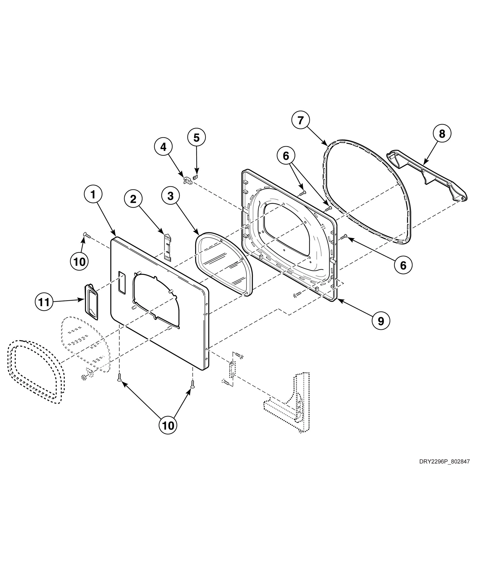 Dryer Loading Door with Window (Drawing 1 of 2)