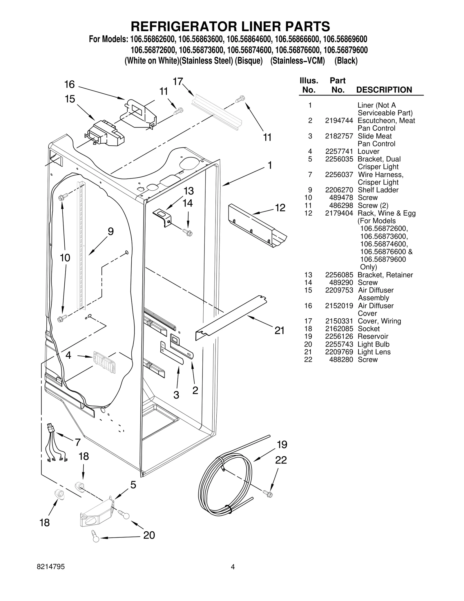 REFRIGERATOR LINER PARTS