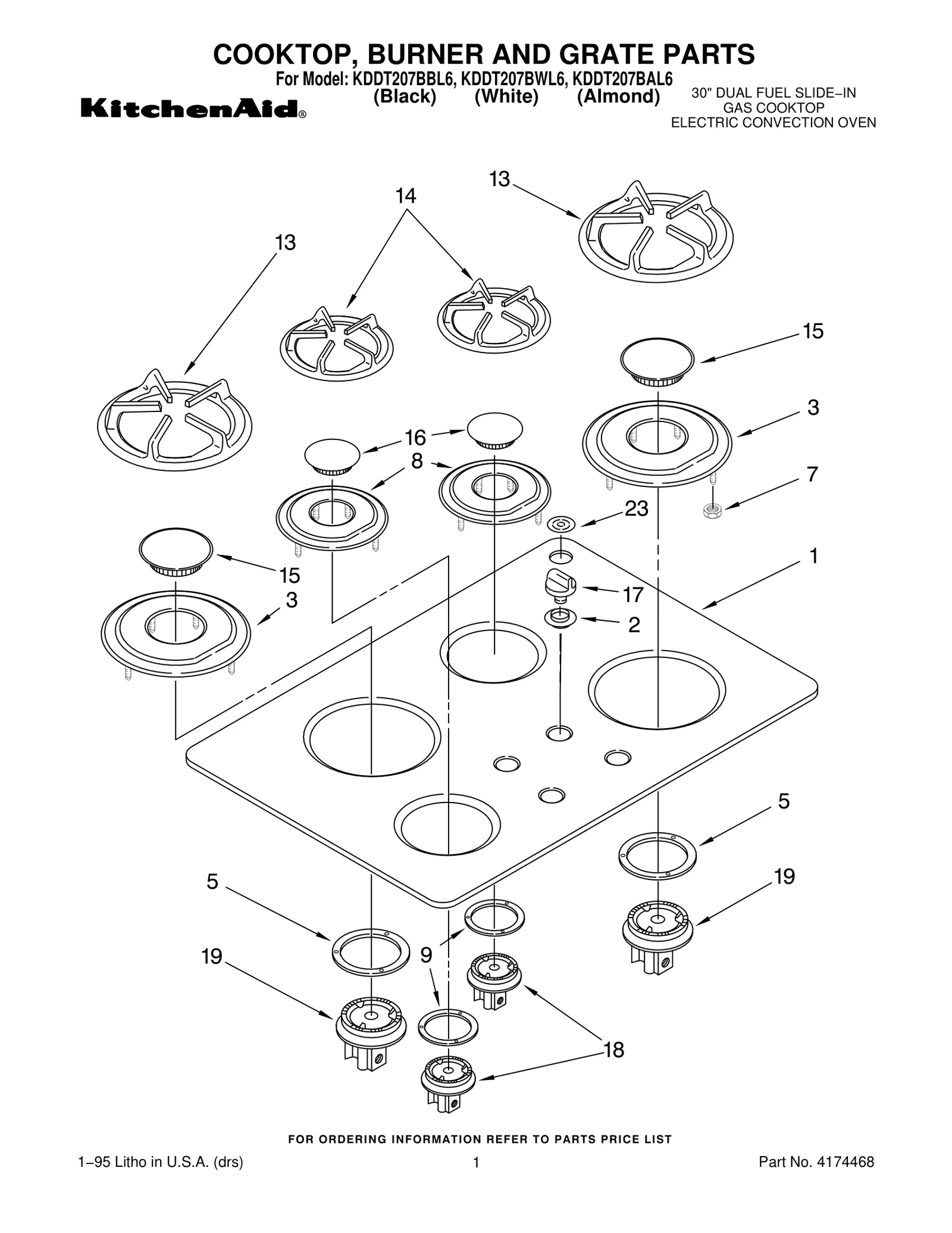 COOKTOP, BURNER AND GRATE PARTS
