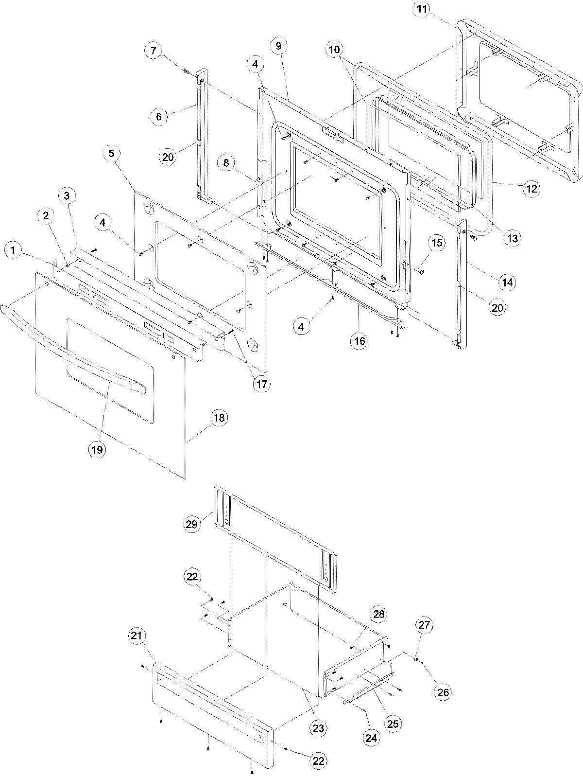 04 - OVEN DOOR AND STORAGE DRAWER