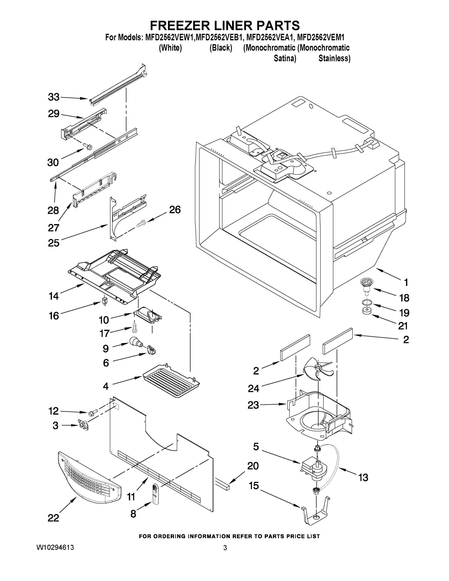 02 - FREEZER LINER PARTS