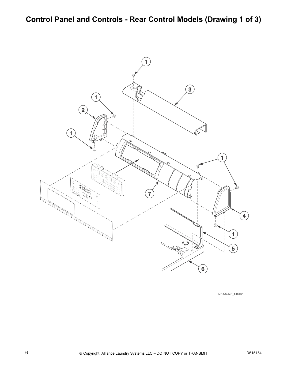 Control Panel and Controls - Rear Control Models (Drawing 1 of 3)