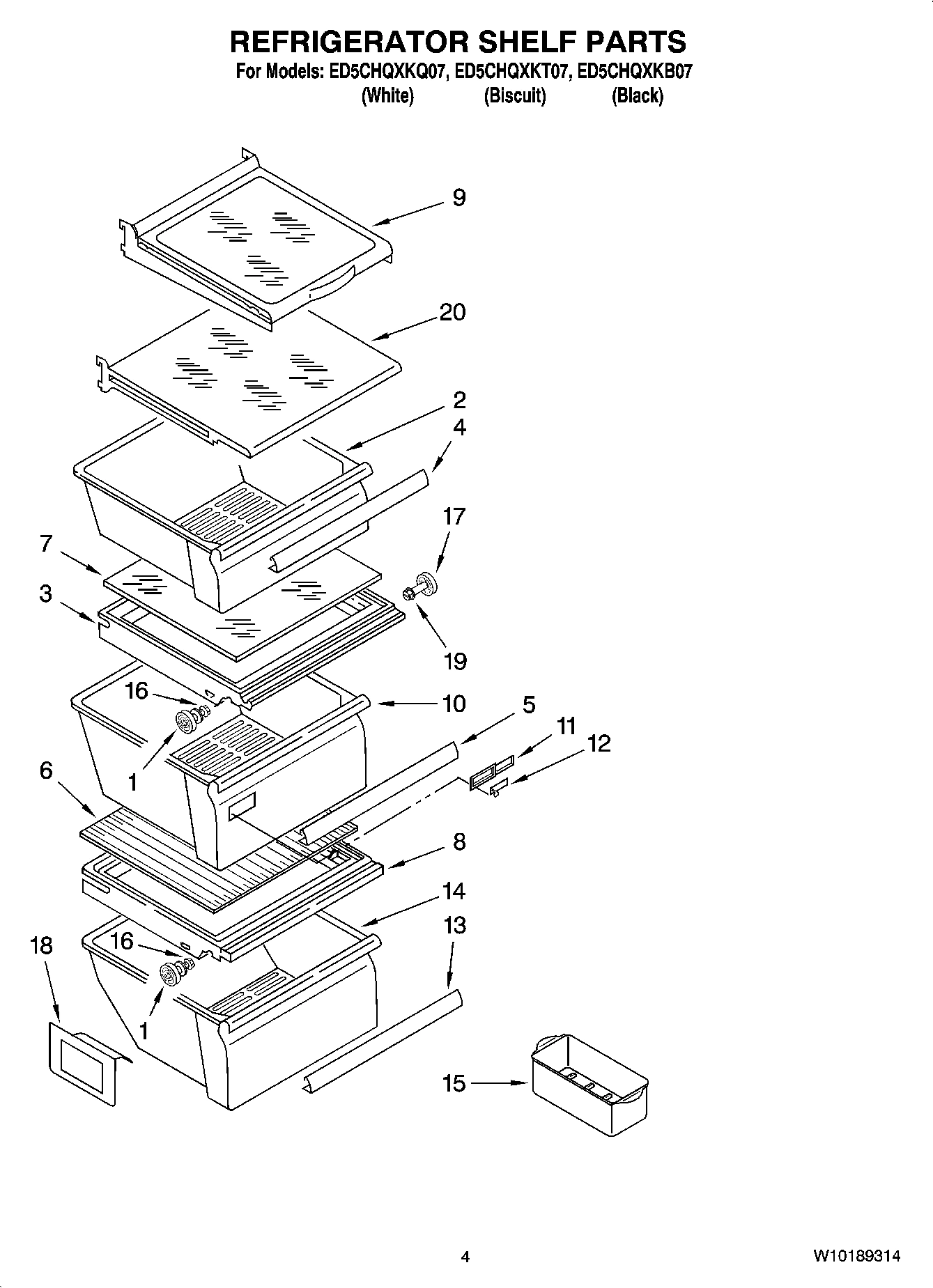 03 - REFRIGERATOR SHELF PARTS