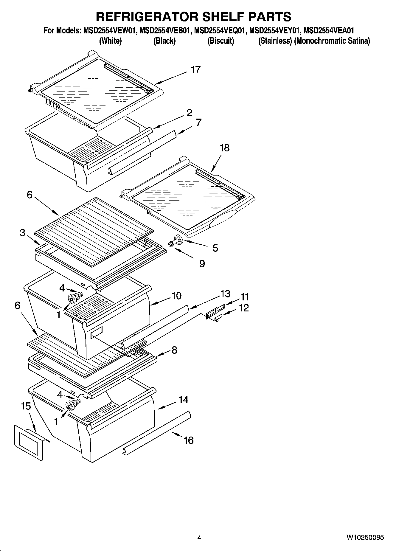 03 - REFRIGERATOR SHELF PARTS
