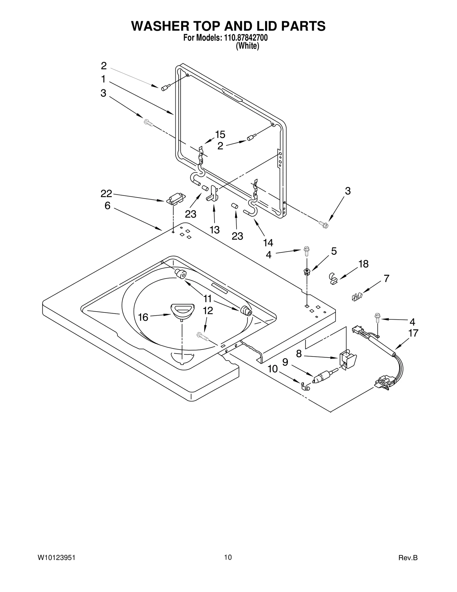 WASHER TOP AND LID PARTS