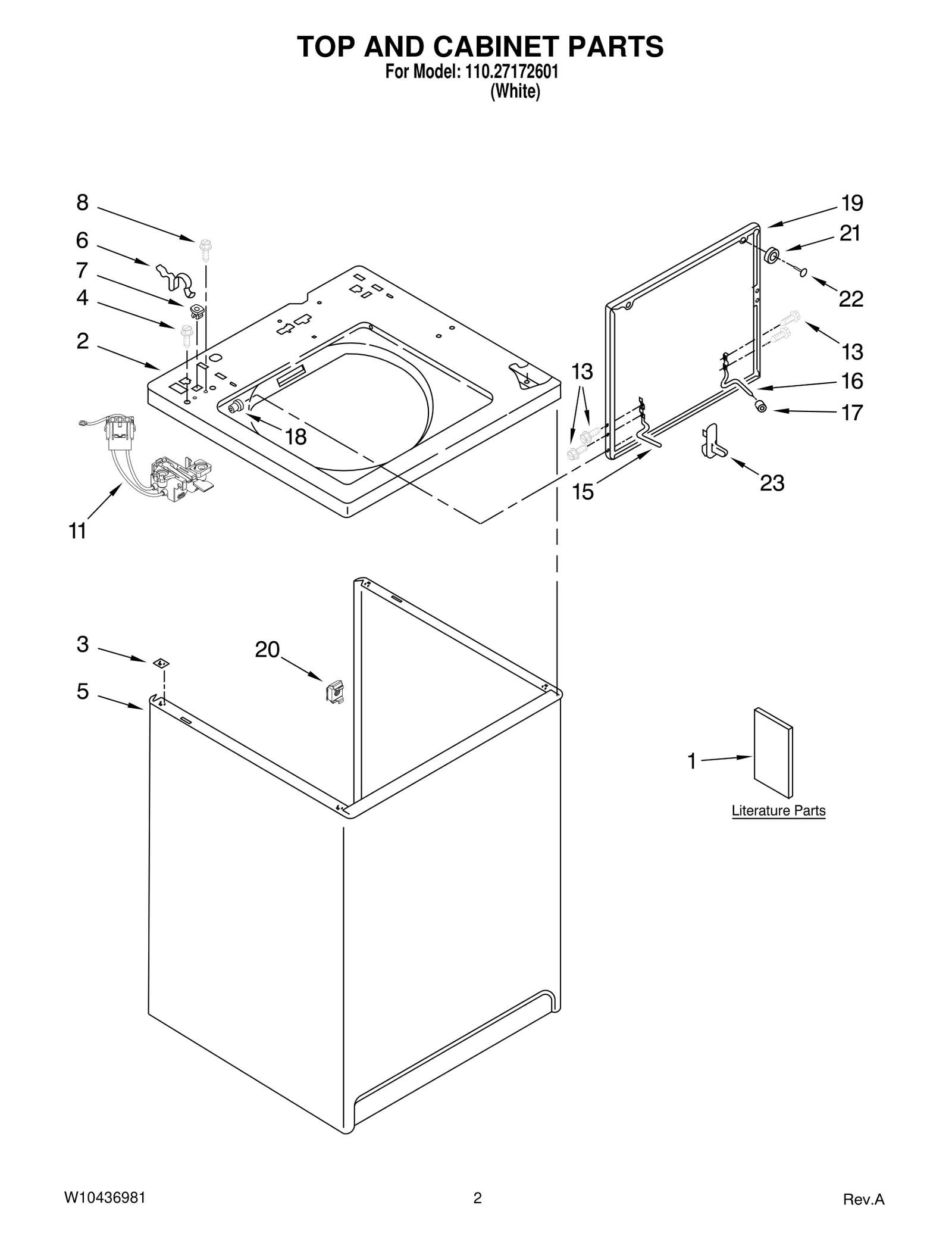 TOP AND CABINET PARTS