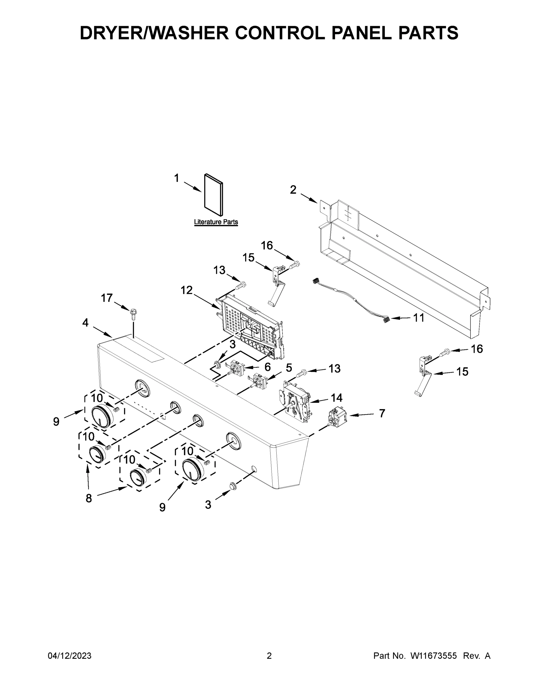 02 - DRYER/WASHER CONTROL PANEL PARTS