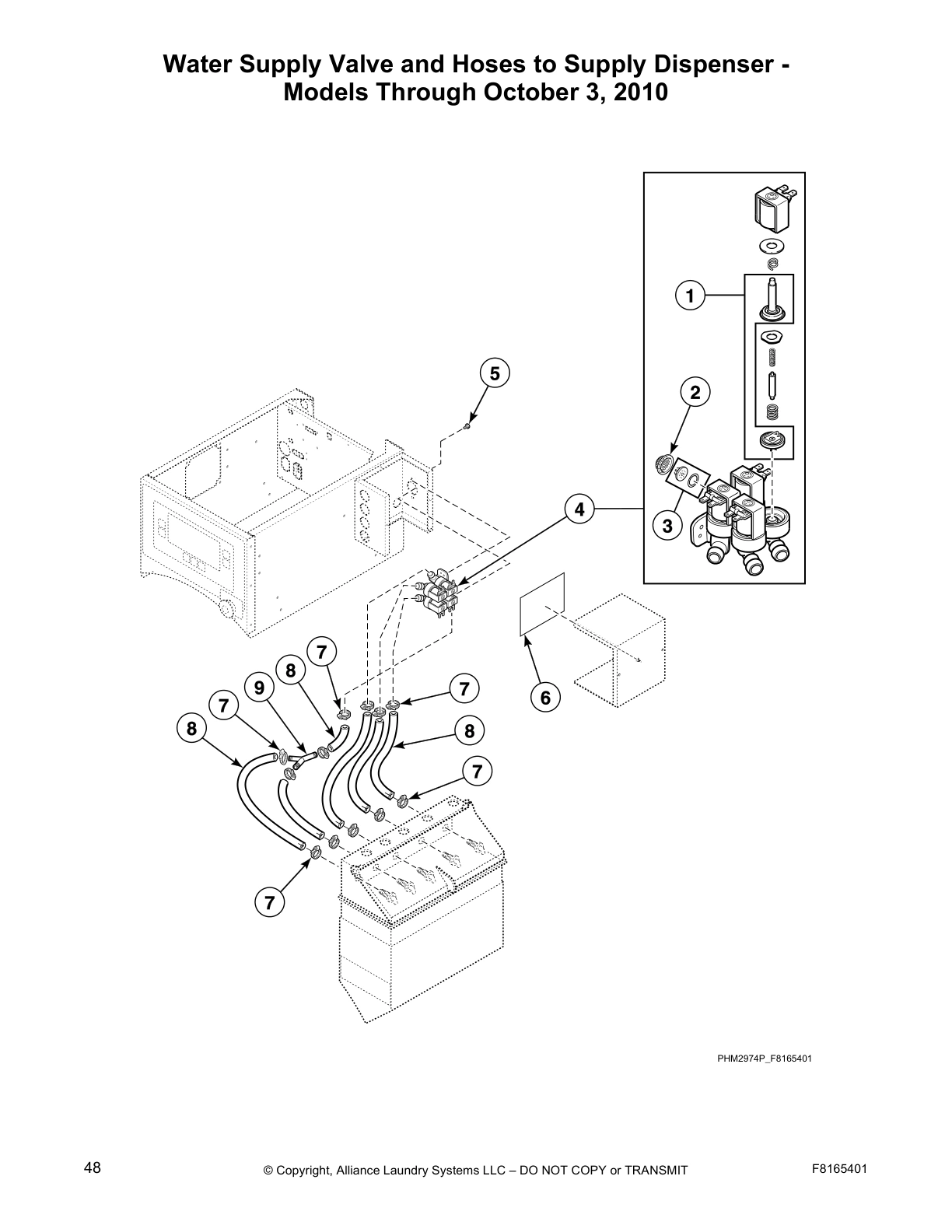 Water Supply Valve and Hoses to Supply Dispenser - 
Models Through October 3, 2010