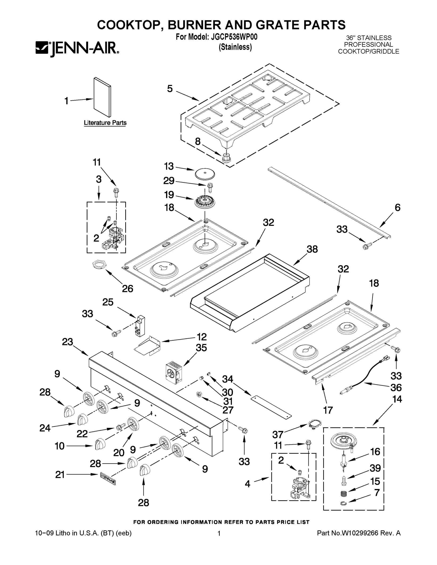 01 - COOKTOP, BURNER AND GRATE PARTS