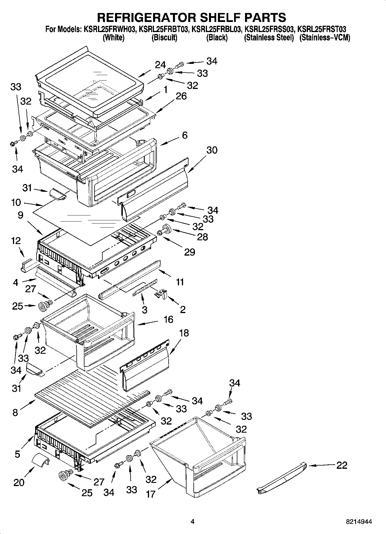 03 - REFRIGERATOR SHELF PARTS