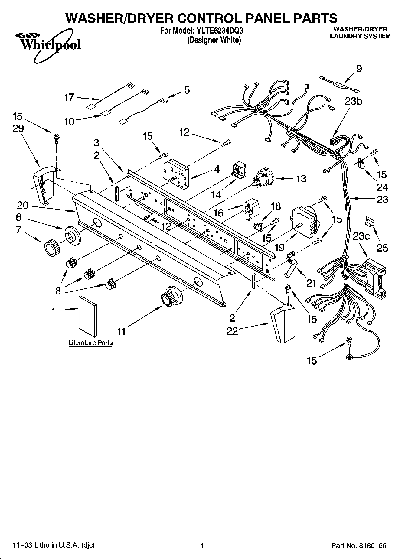01 - WASHER/DRYER CONTROL PANEL PARTS