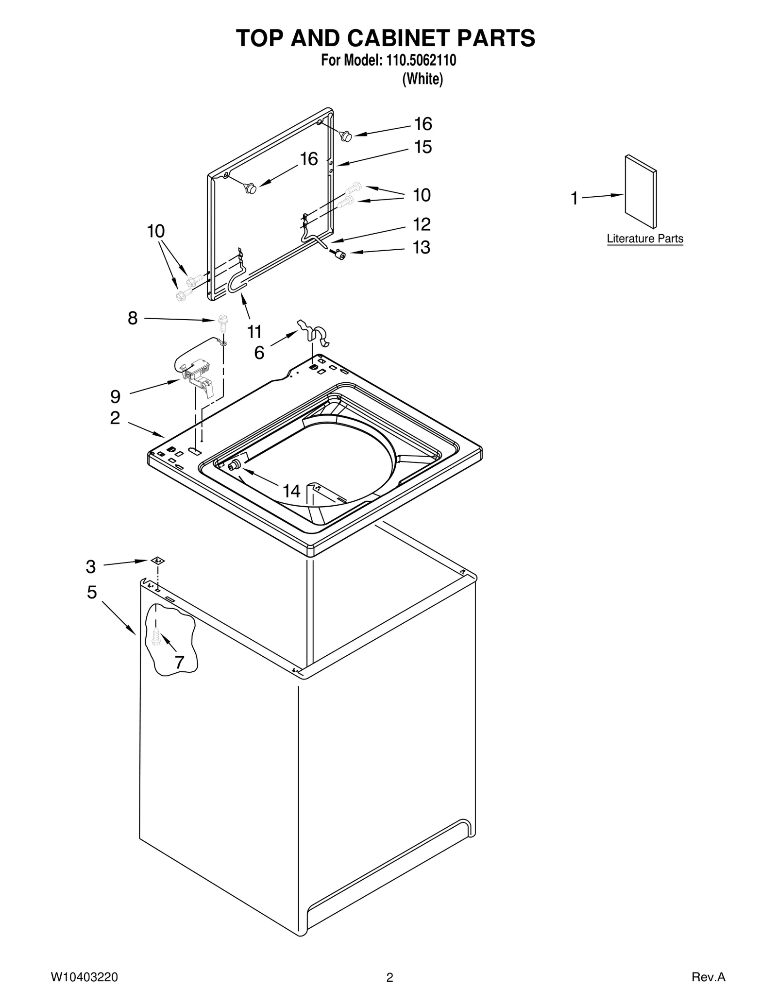 TOP AND CABINET PARTS