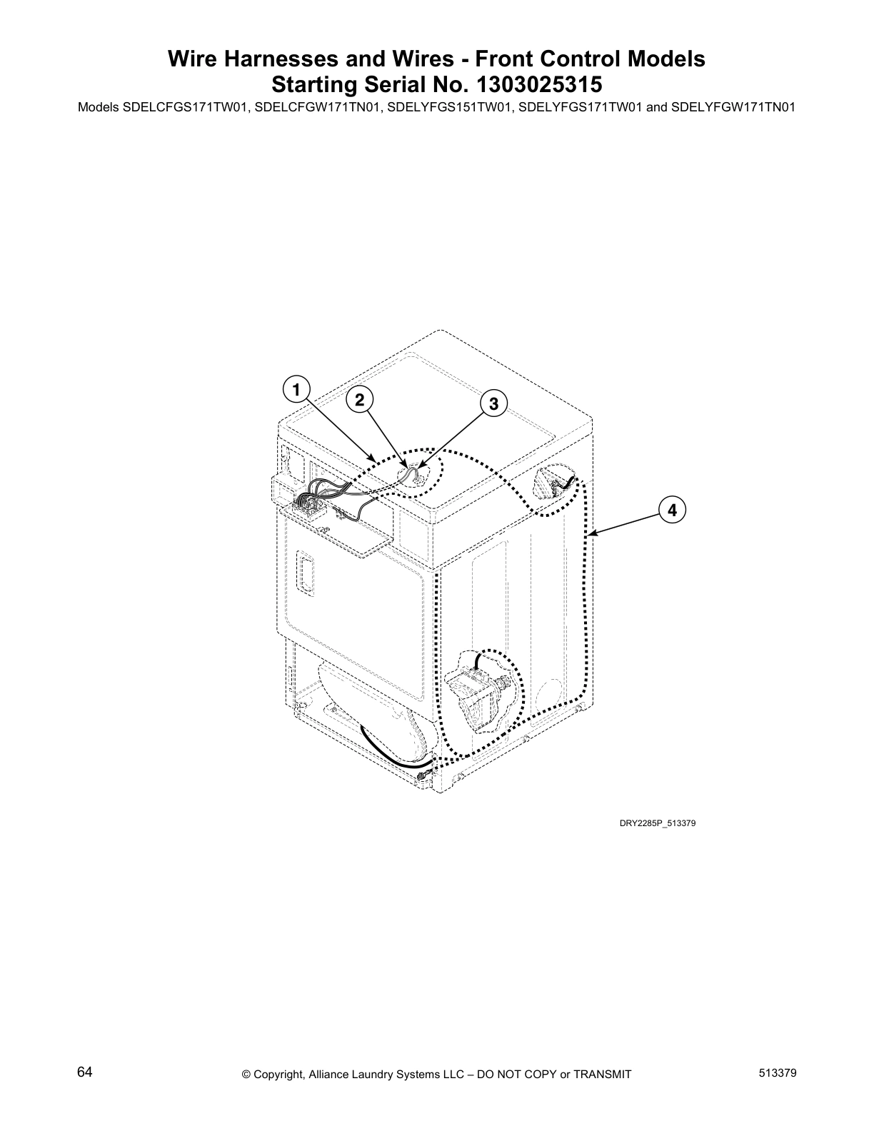 Wire Harnesses and Wires - Front Control Models
Starting Serial No. 1303025315