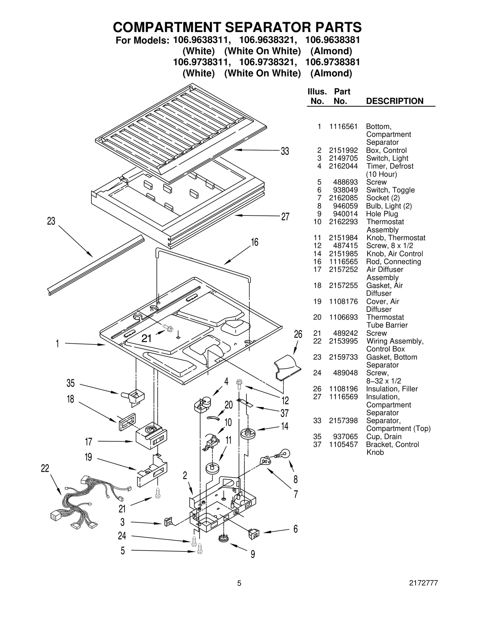 COMPARTMENT SEPARATOR PARTS