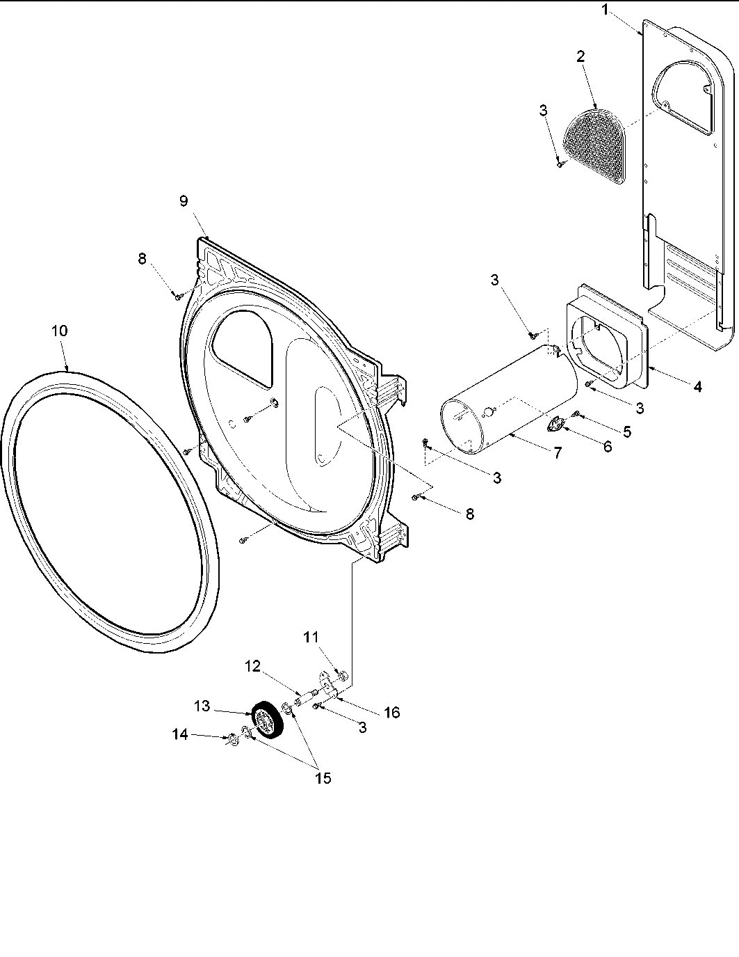 08 - REAR BULKHEAD, ROLLERS & AIR DUCT ASSY