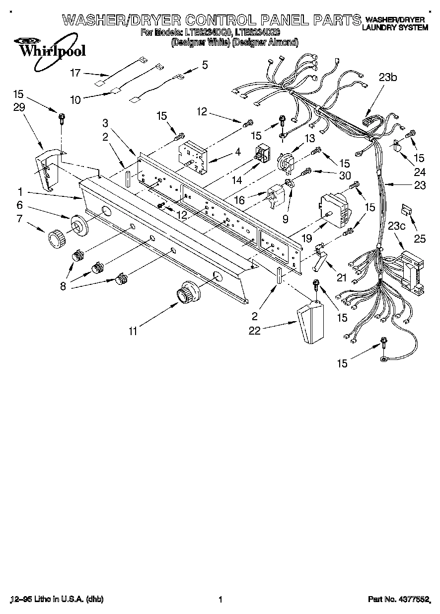 01 - WASHER/DRYER CONTROL PANEL