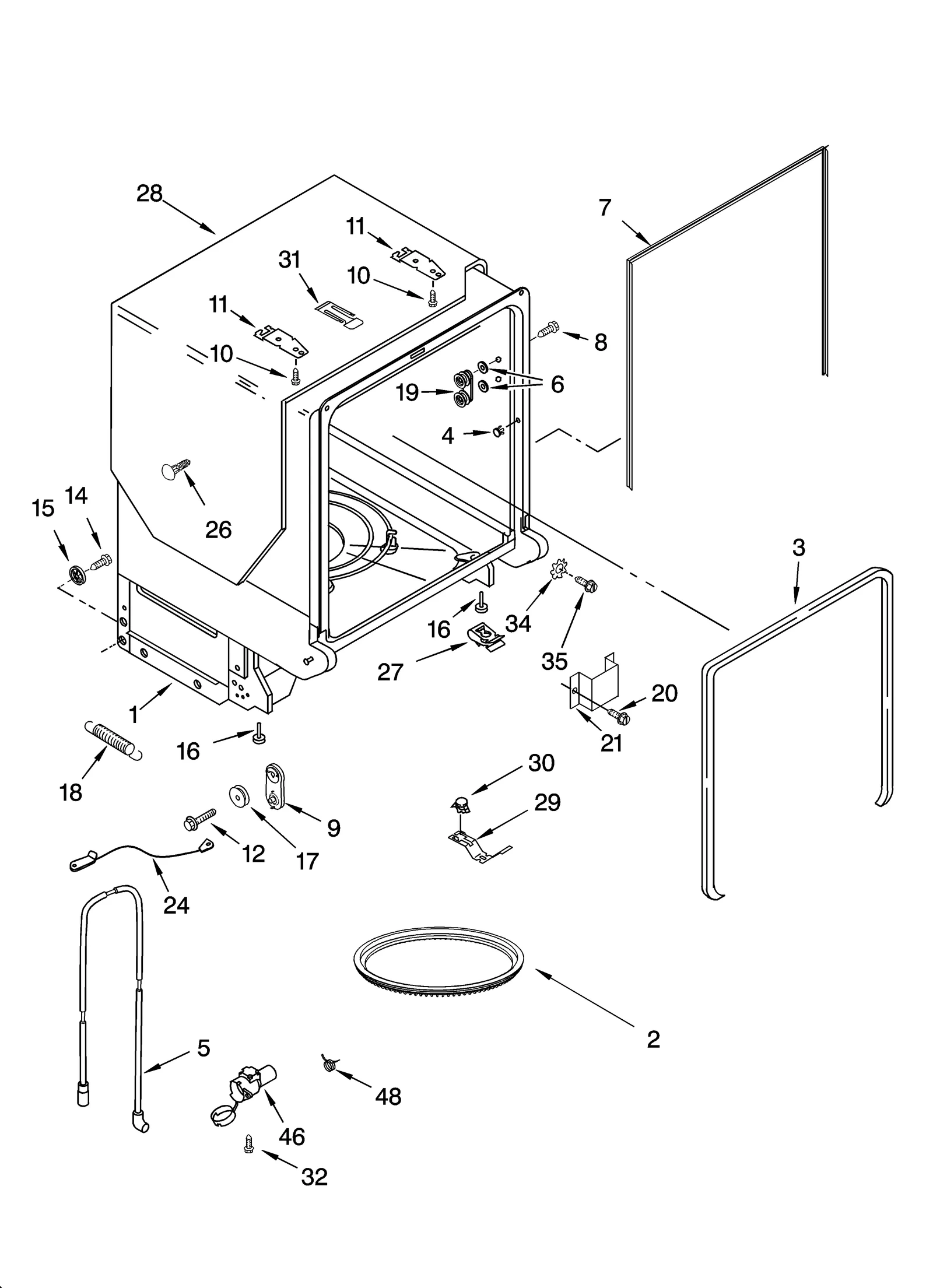 TUB AND FRAME PARTS