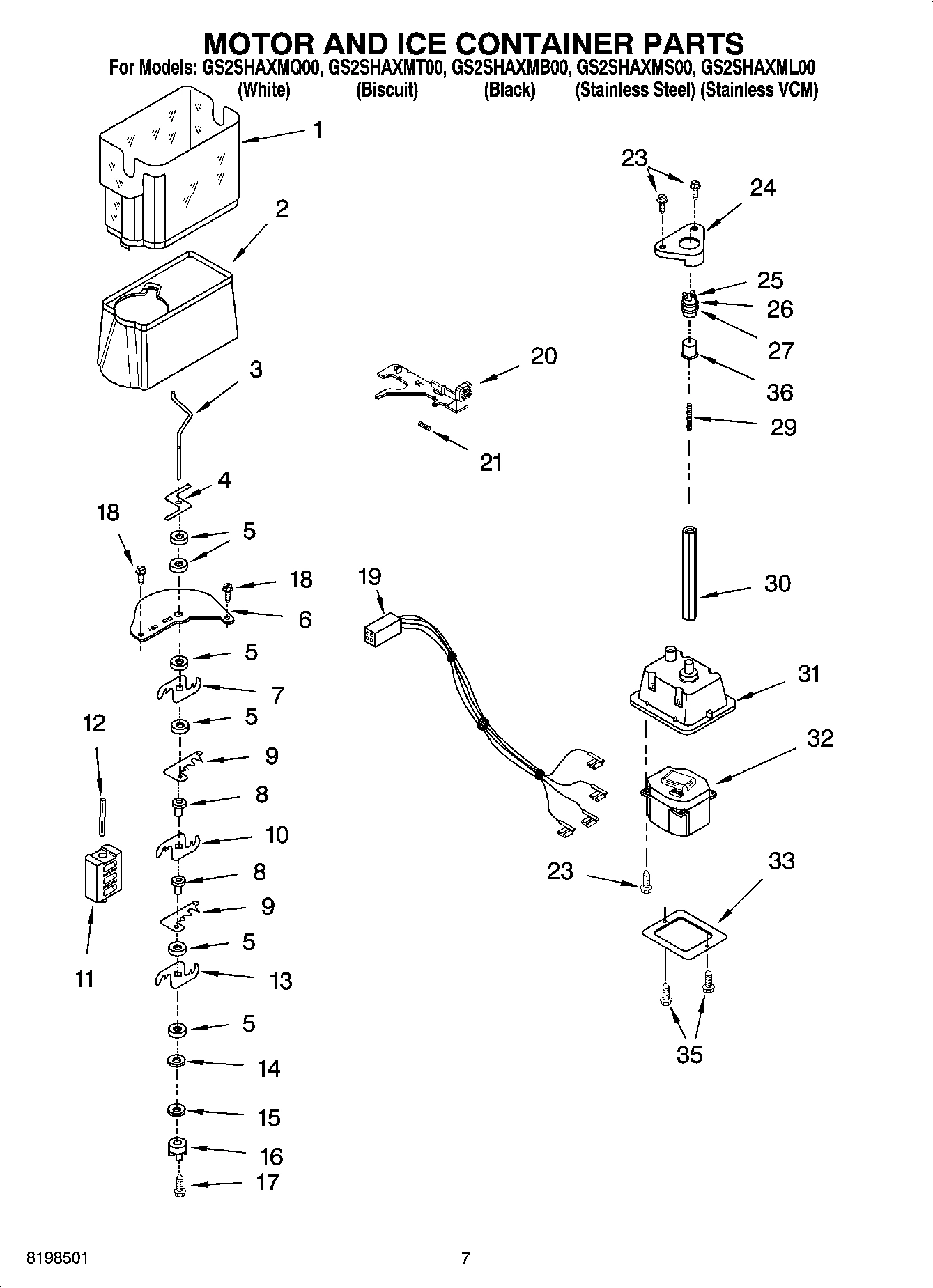 05 - MOTOR AND ICE CONTAINER PARTS