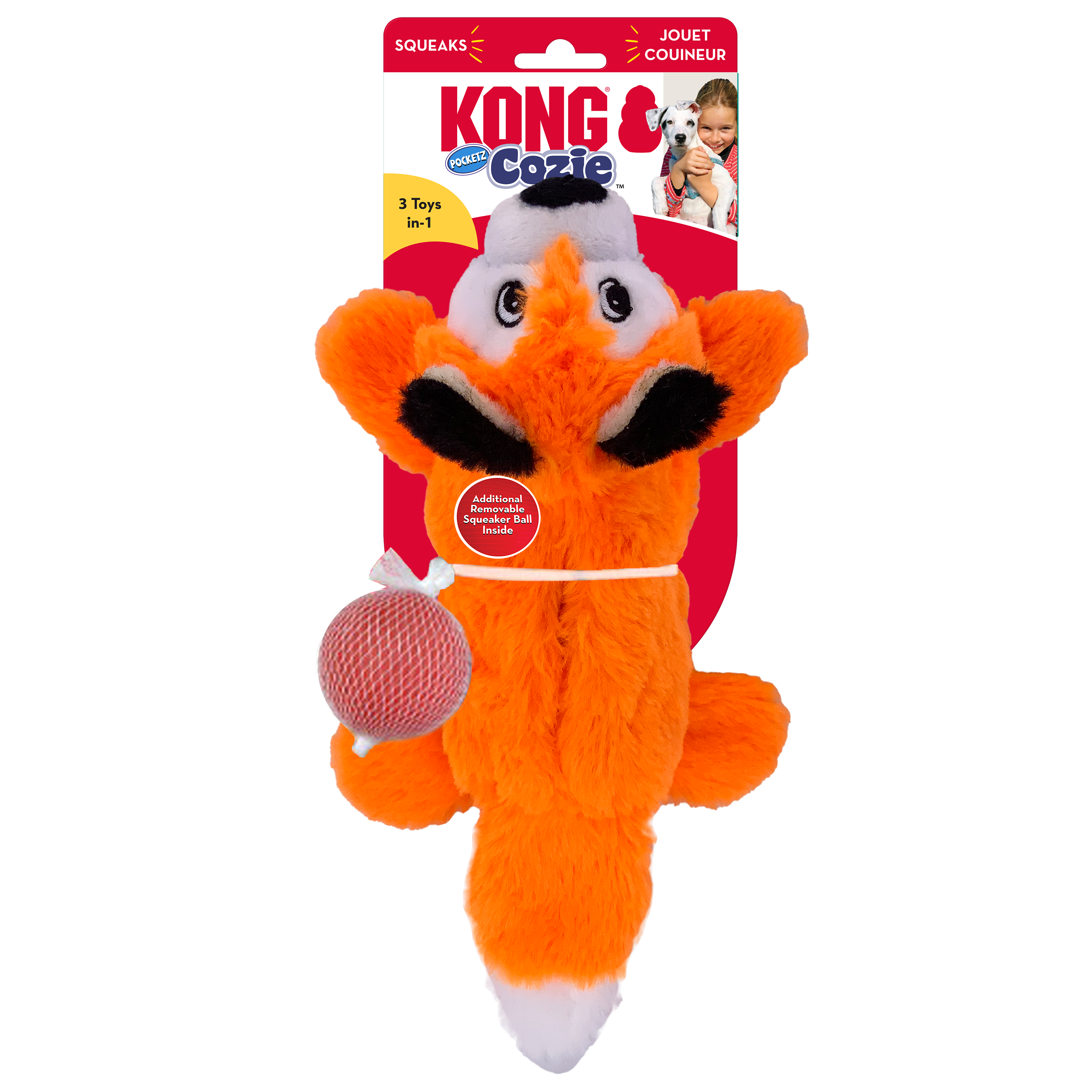 Kong Cozie Pocketz Bear Dog Toy, Medium