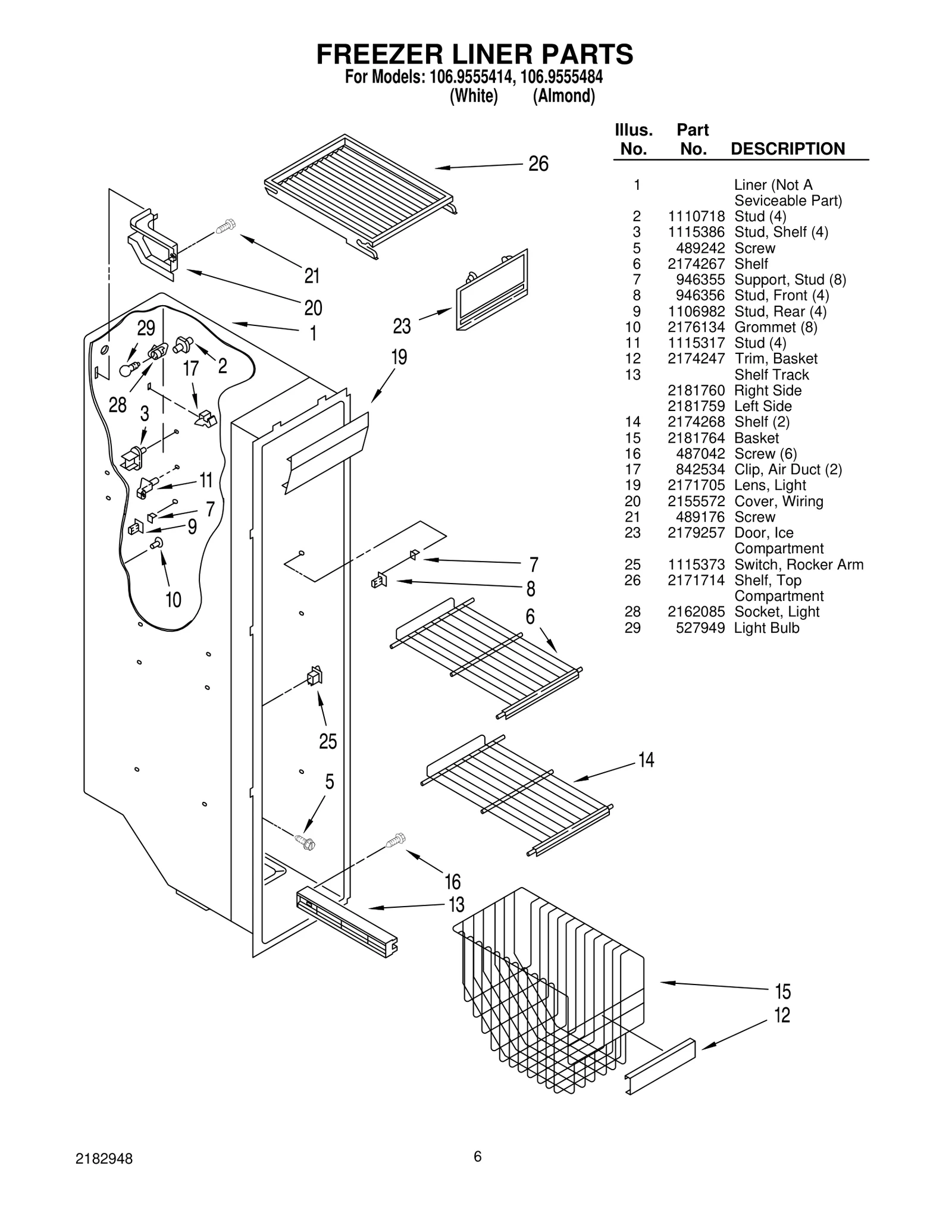FREEZER LINER PARTS