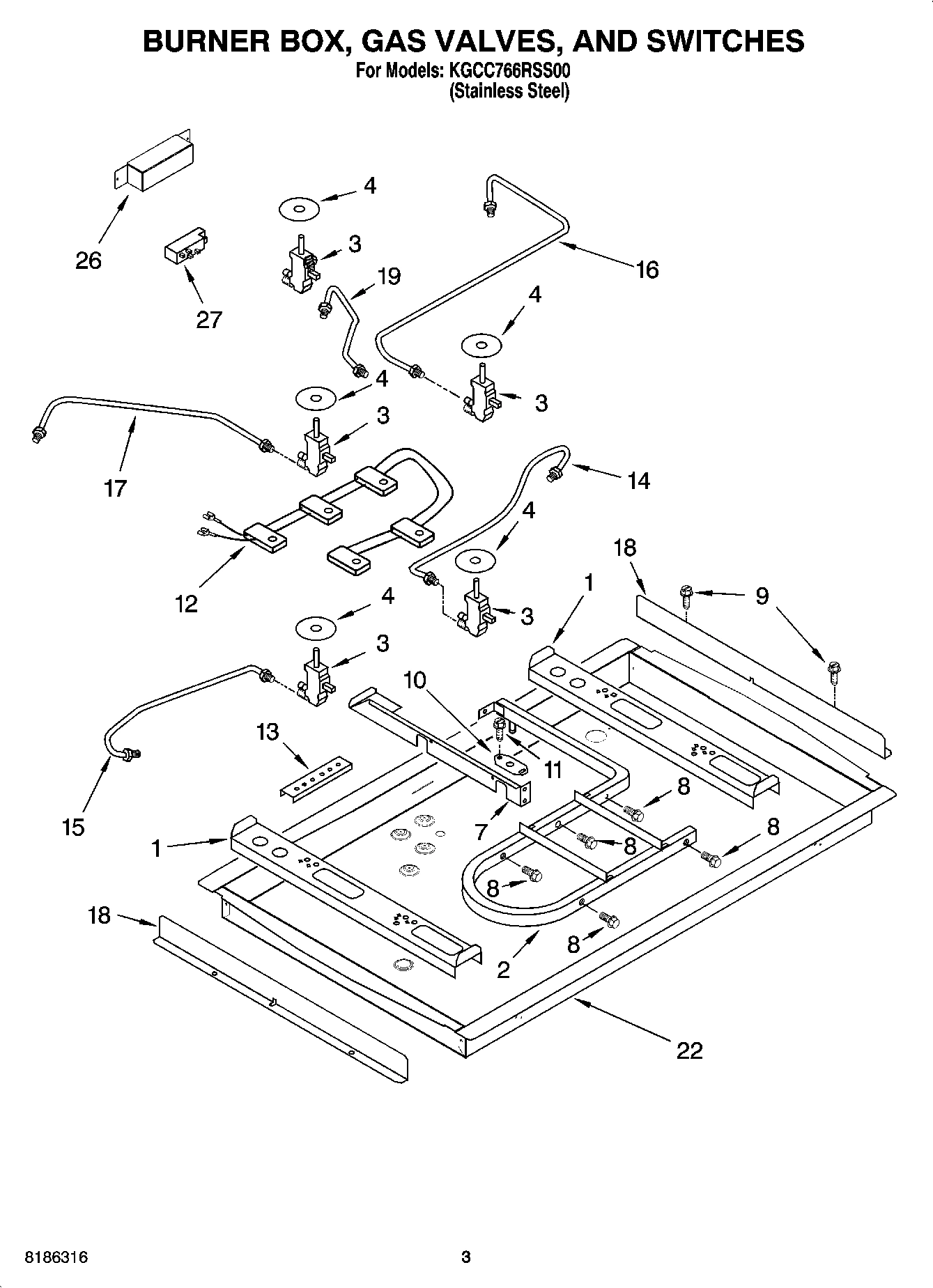 02 - BURNER BOX, GAS VALVES, AND SWITCHES, OPTIONAL PARTS