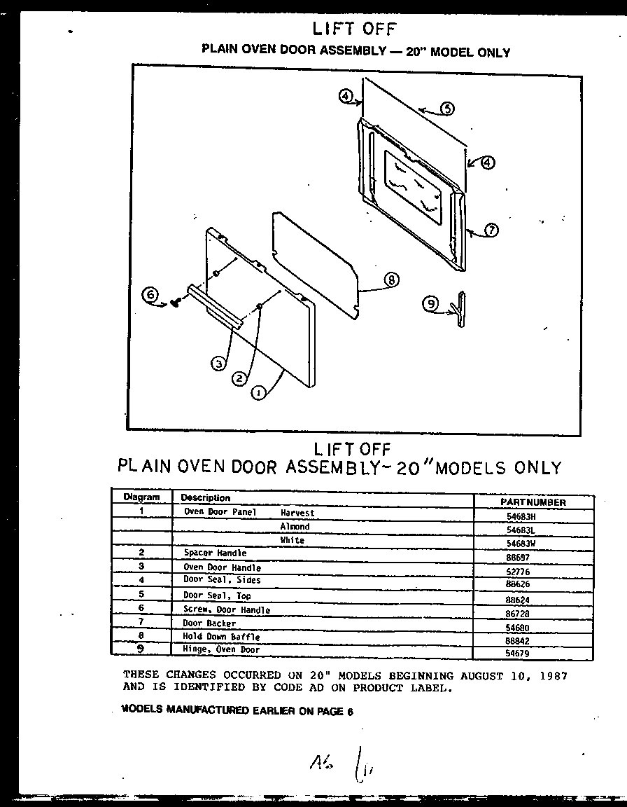 06 - PLAIN OVEN DOOR ASSY - 20`` MODELS ONLY