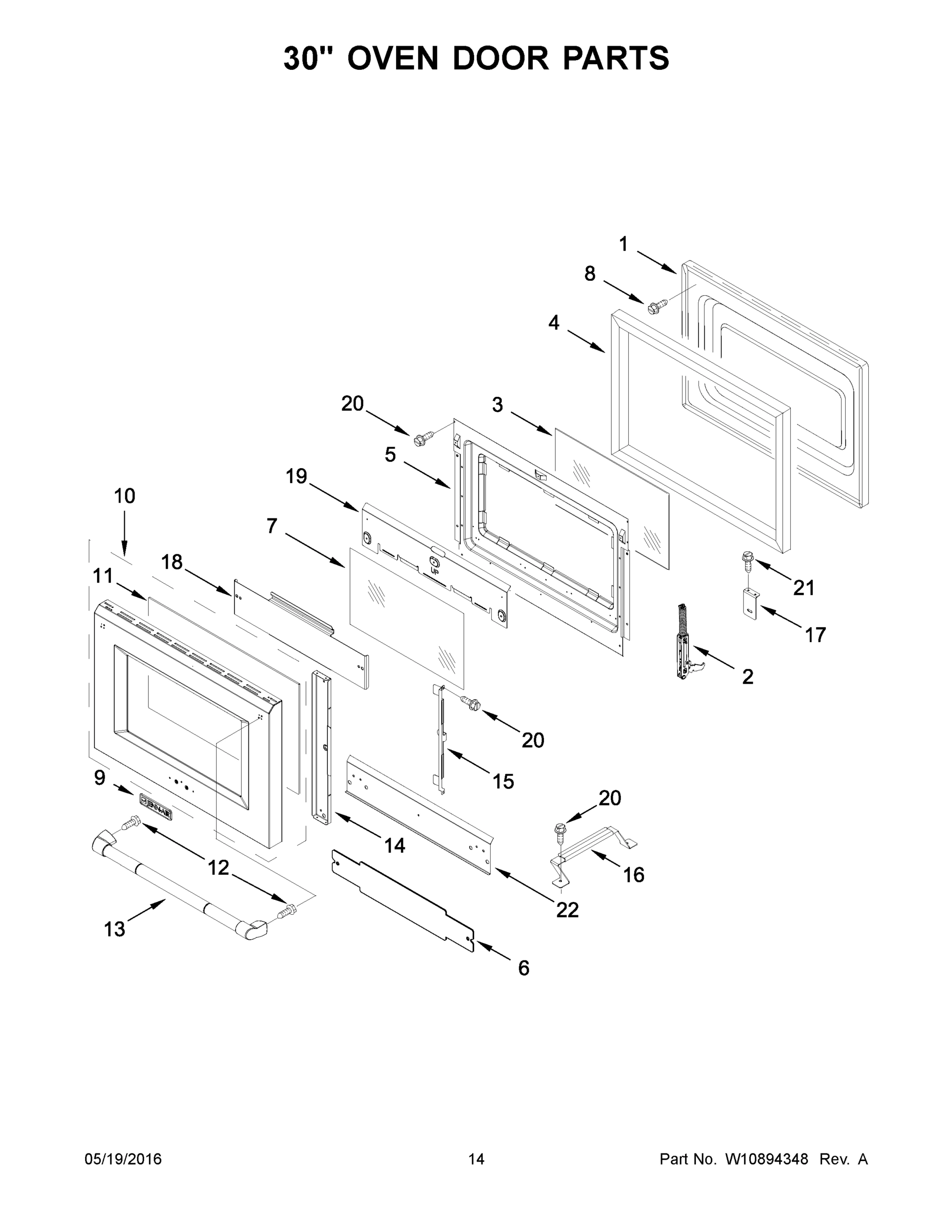 08 - 30" OVEN DOOR PARTS